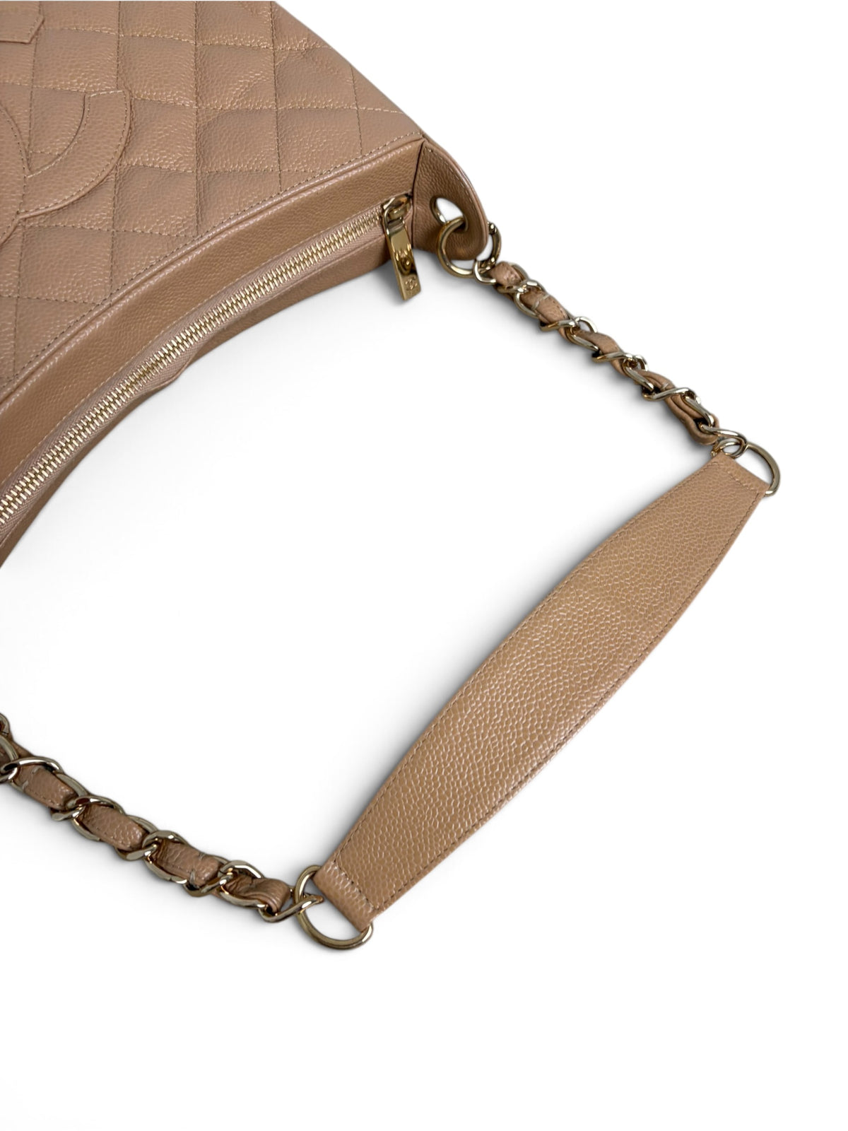 Chanel Vintage Beige Caviar Timeless CC Shoulder Bag