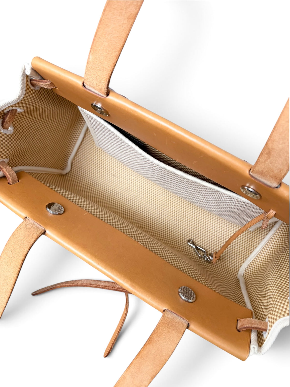 Hermes Vintage Natural Ecru H Vache Hunter Cabas Herbag PM