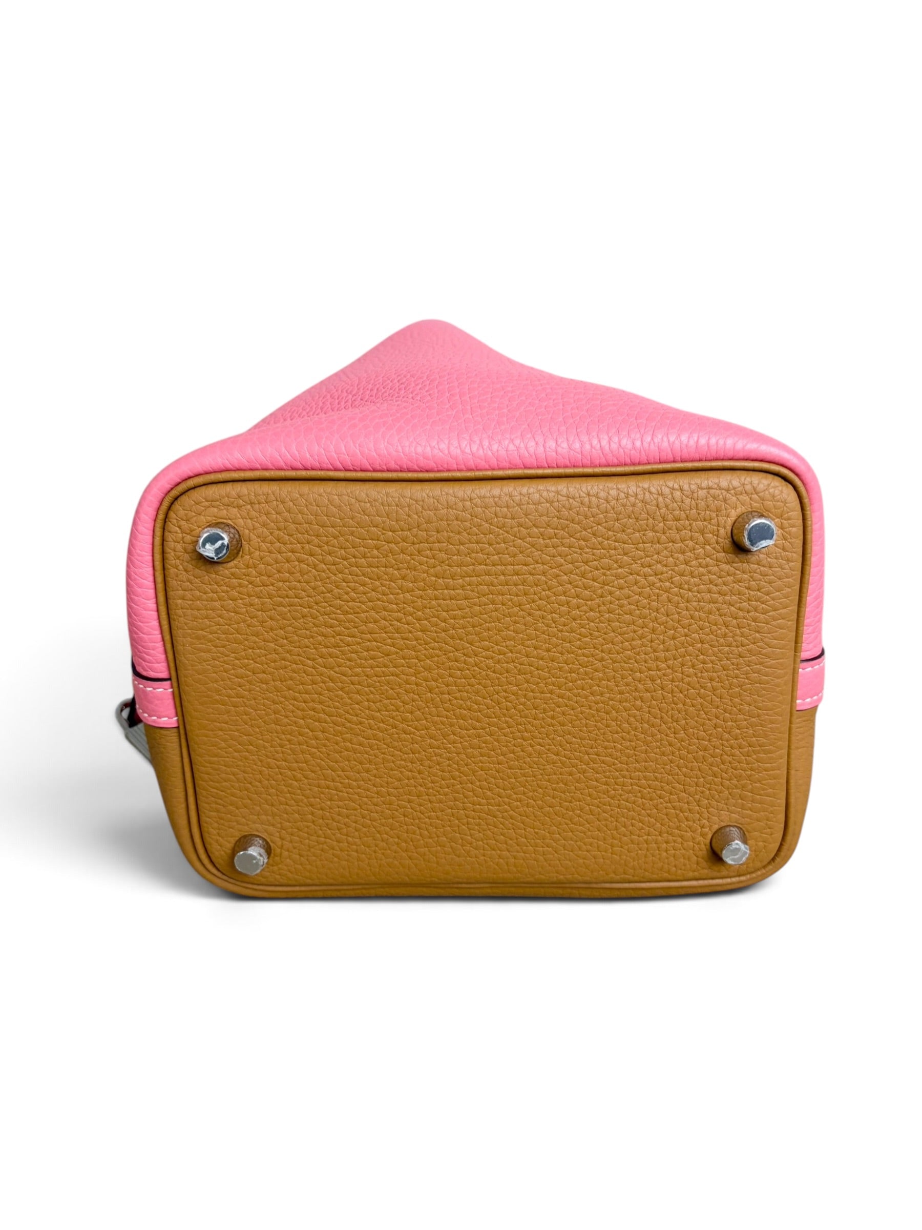 Hermes Rose Azalee Sesame Clemence Casaque Picotin Lock 18