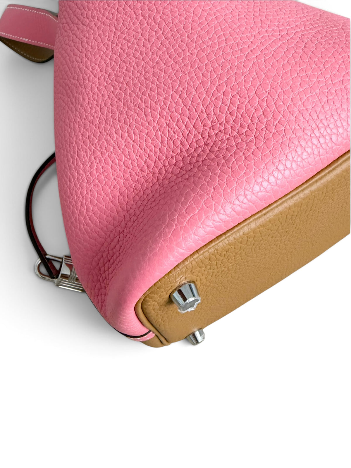 Hermes Rose Azalee Sesame Clemence Casaque Picotin Lock 18