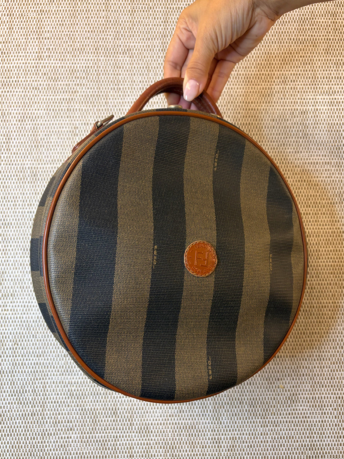 Fendi Vintage Pequin Large Vanity Bag
