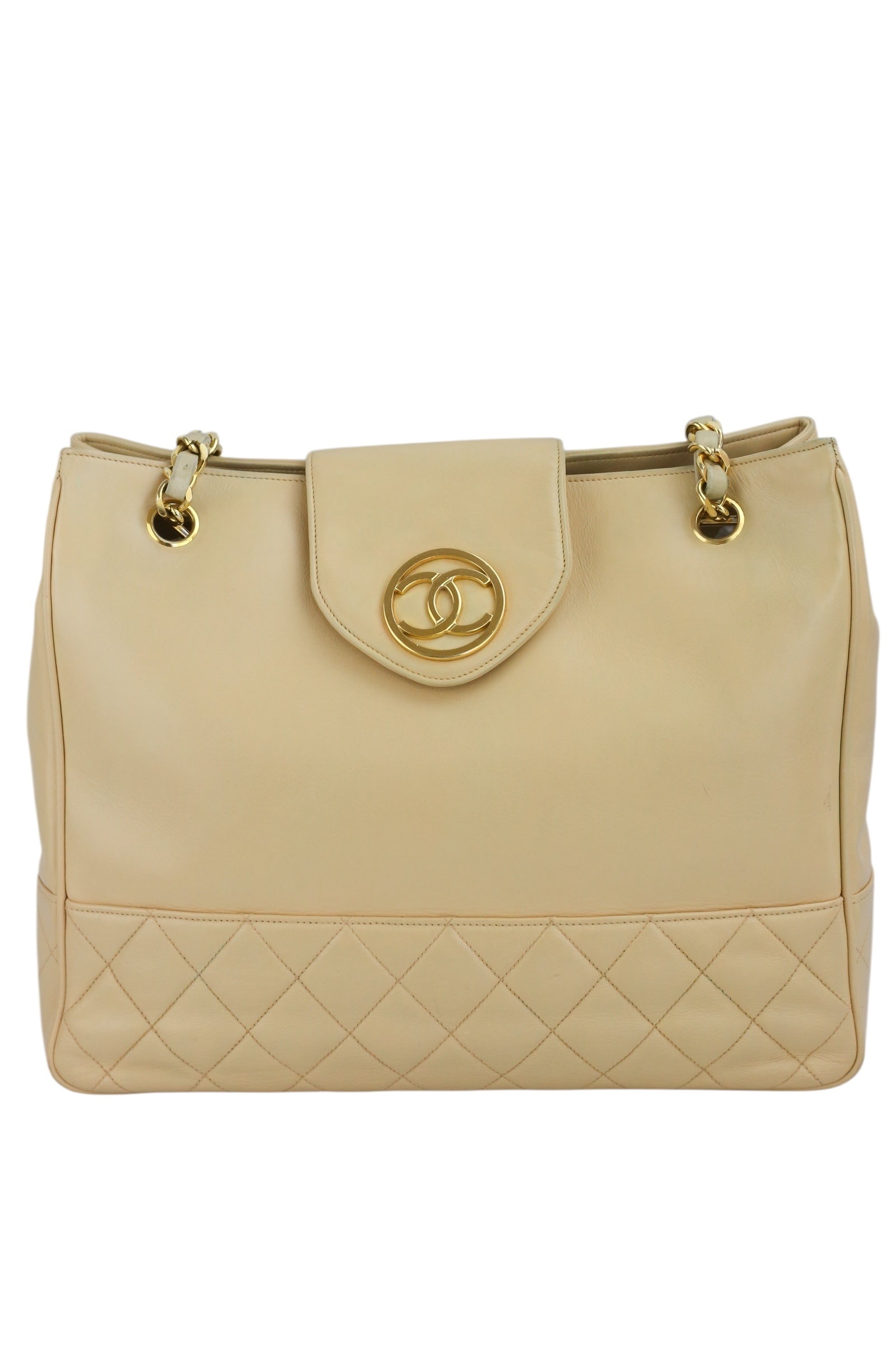 Chanel Beige Lambskin Vintage 24K Chain Tote