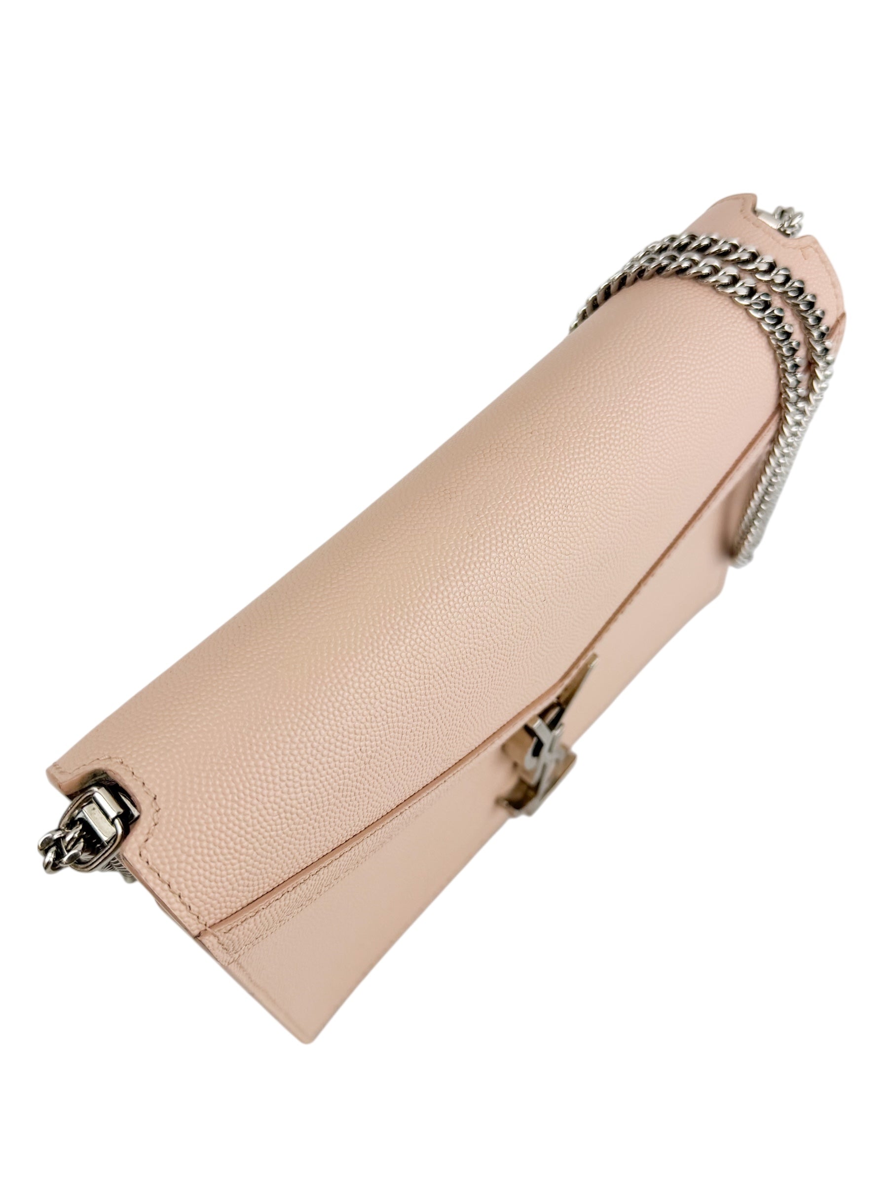 Saint Laurent Pink Pebbled Leather Cassandra