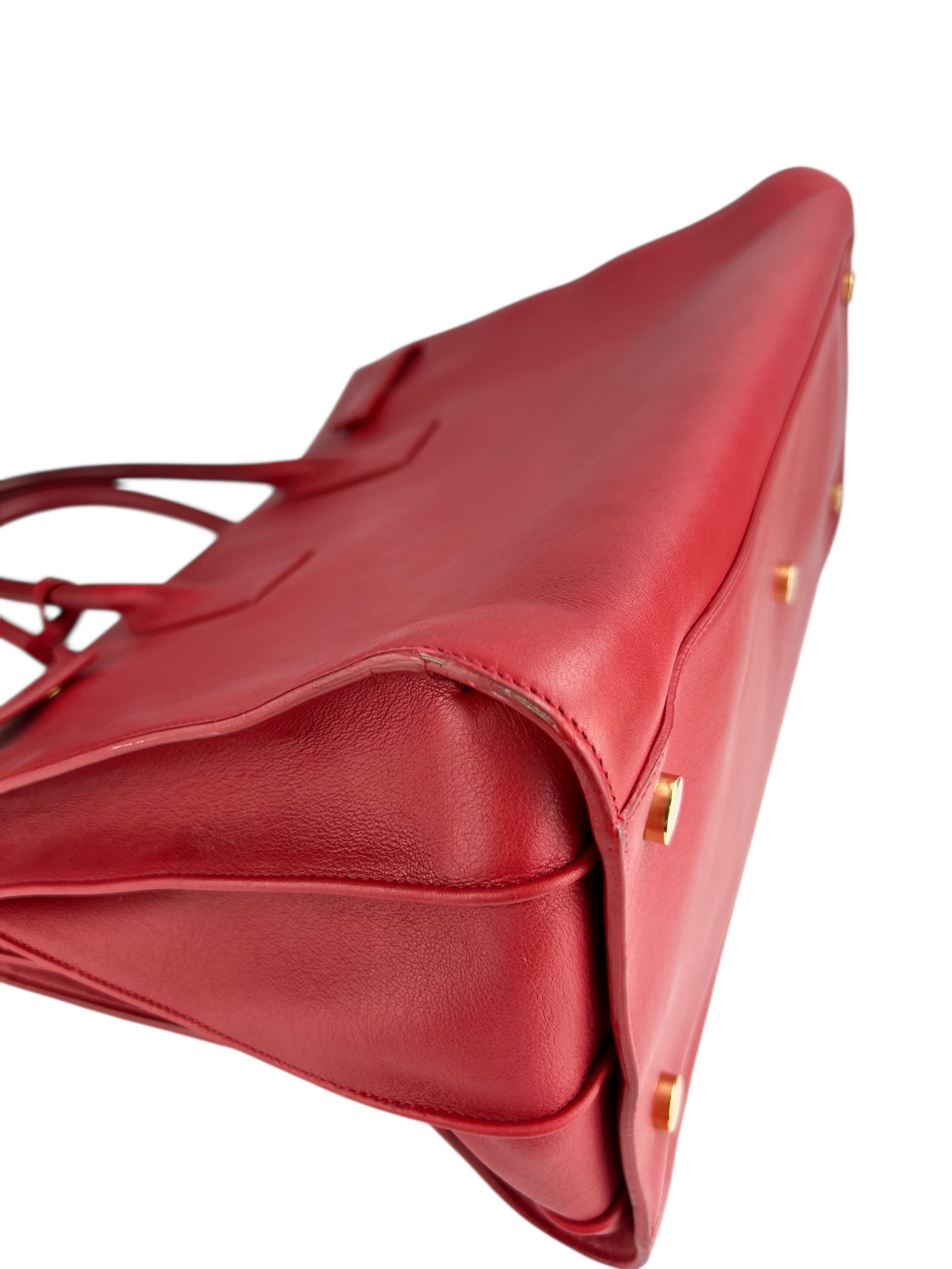 Saint Laurent Red Leather Large Sac De Jour