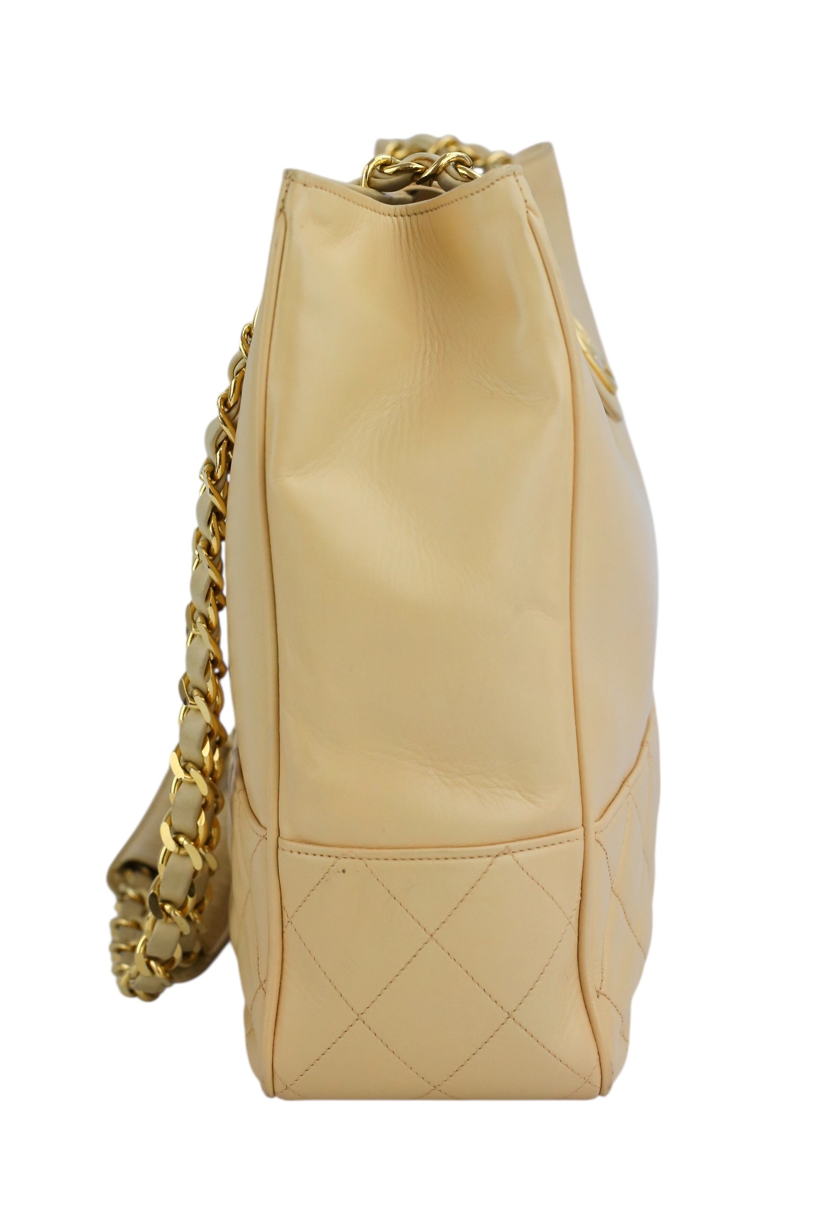 Chanel Beige Lambskin Vintage 24K Chain Tote