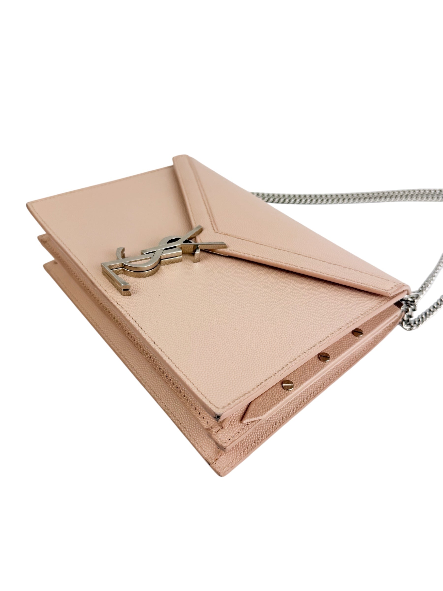 Saint Laurent Pink Pebbled Leather Cassandra