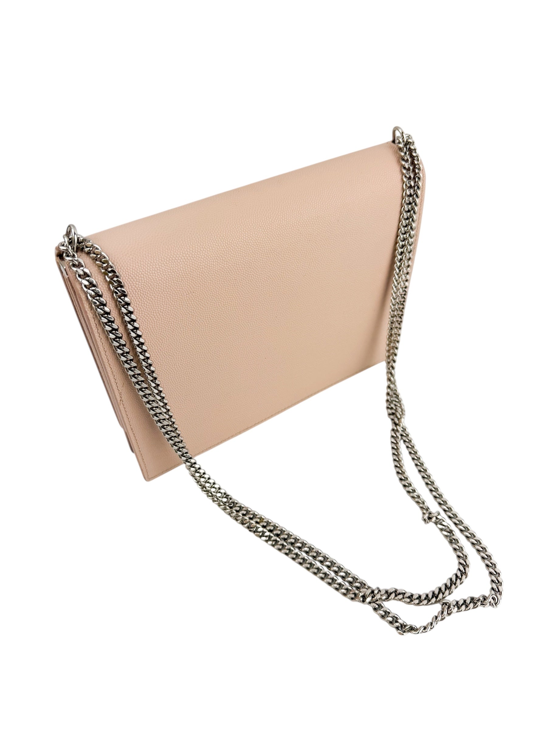 Saint Laurent Pink Pebbled Leather Cassandra