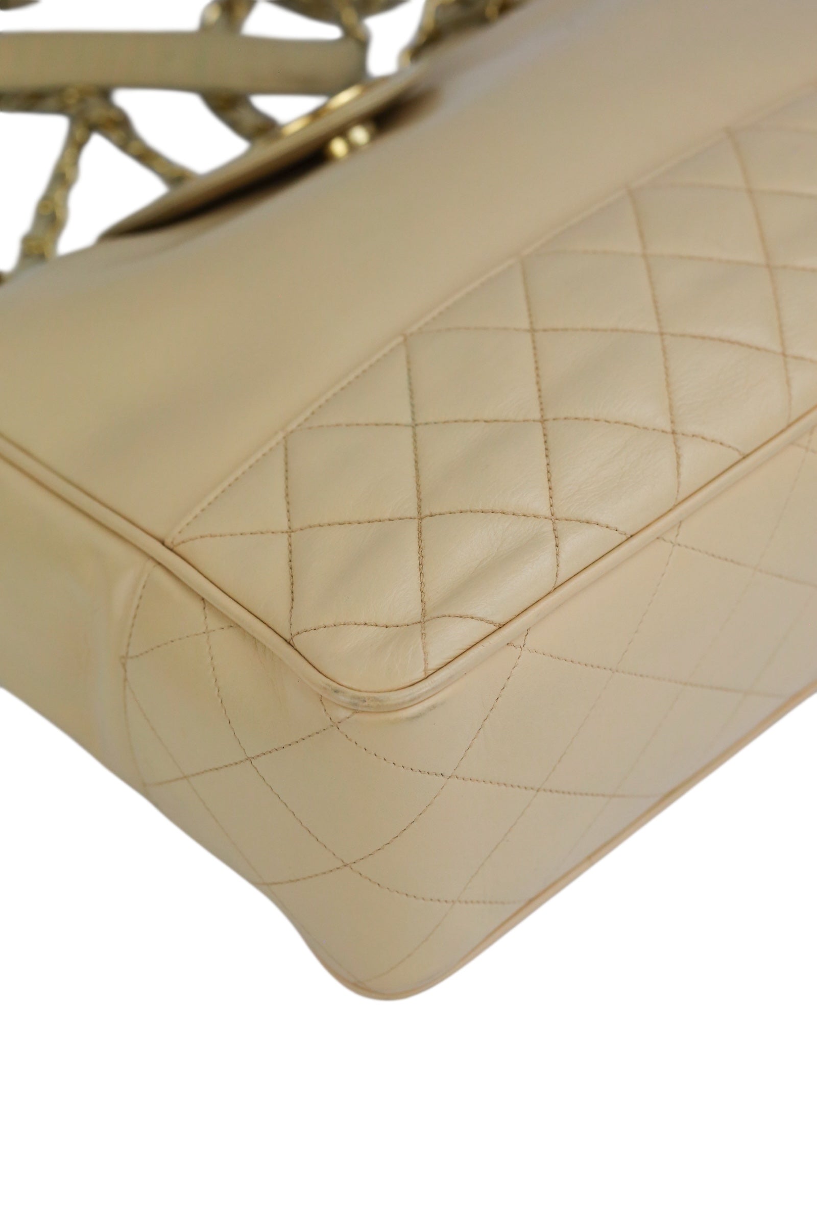 Chanel Beige Lambskin Vintage 24K Chain Tote