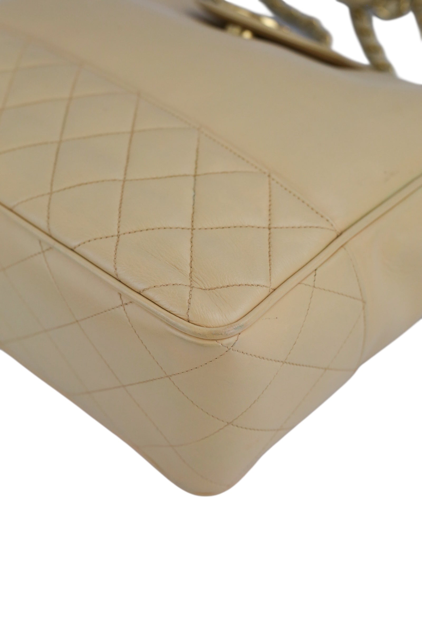 Chanel Beige Lambskin Vintage 24K Chain Tote