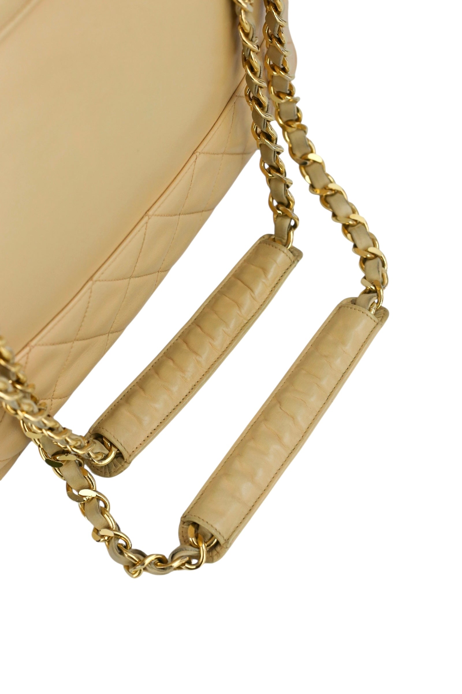 Chanel Beige Lambskin Vintage 24K Chain Tote