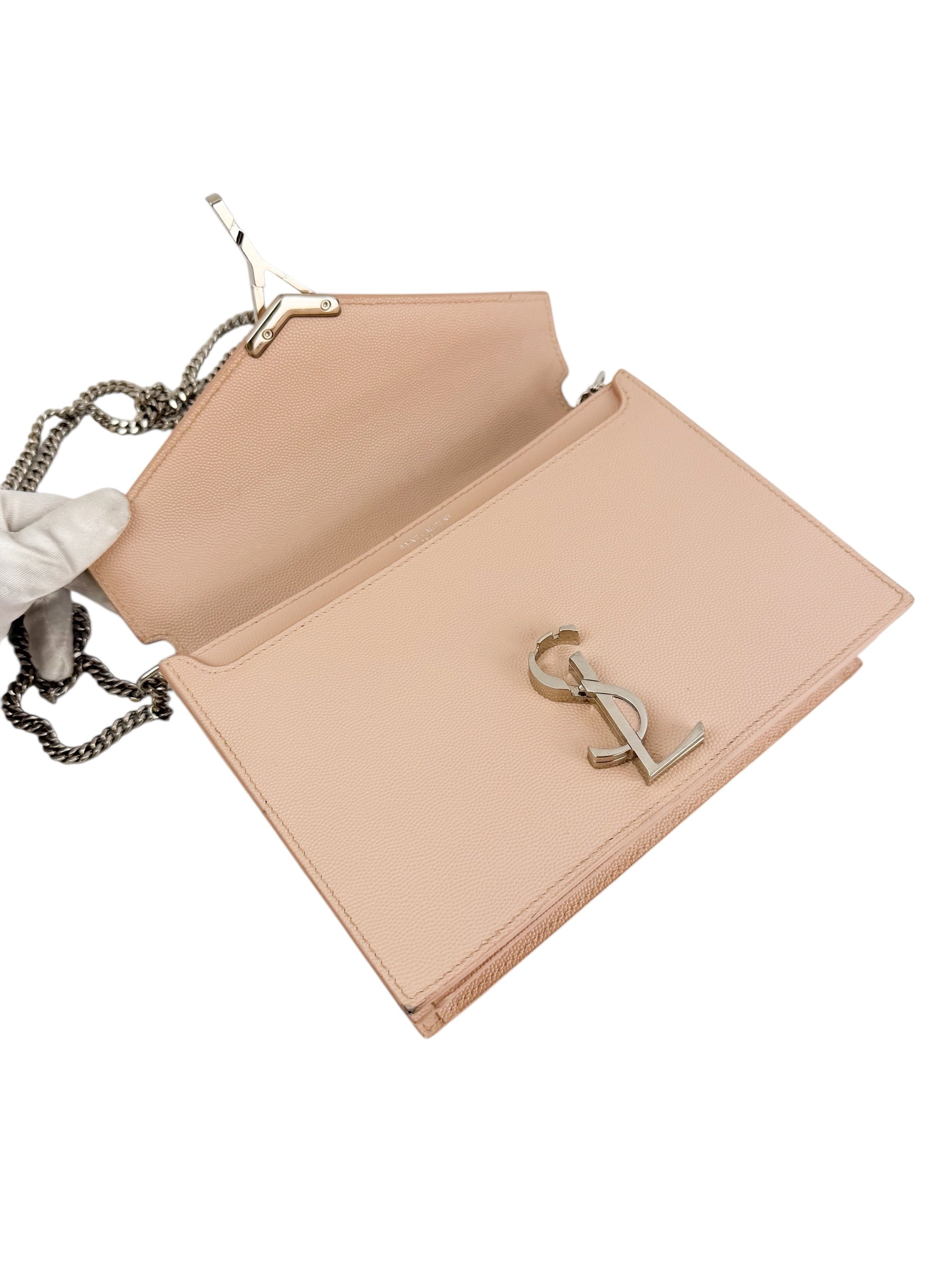 Saint Laurent Pink Pebbled Leather Cassandra