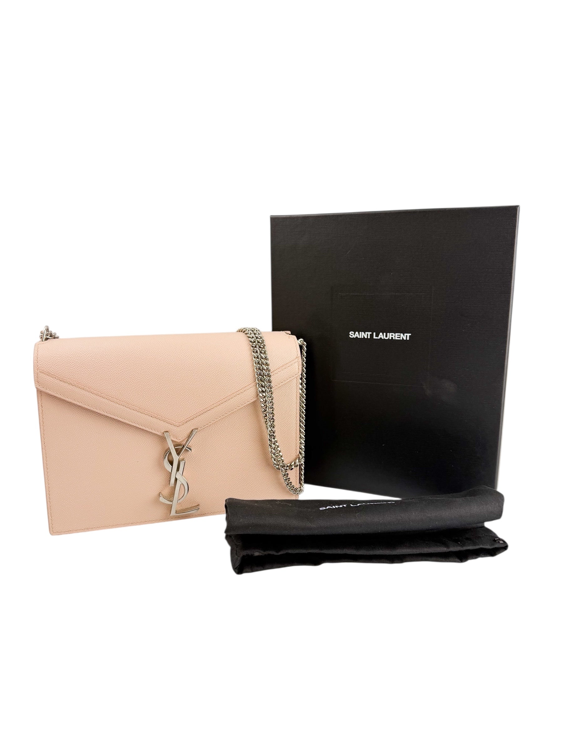 Saint Laurent Pink Pebbled Leather Cassandra