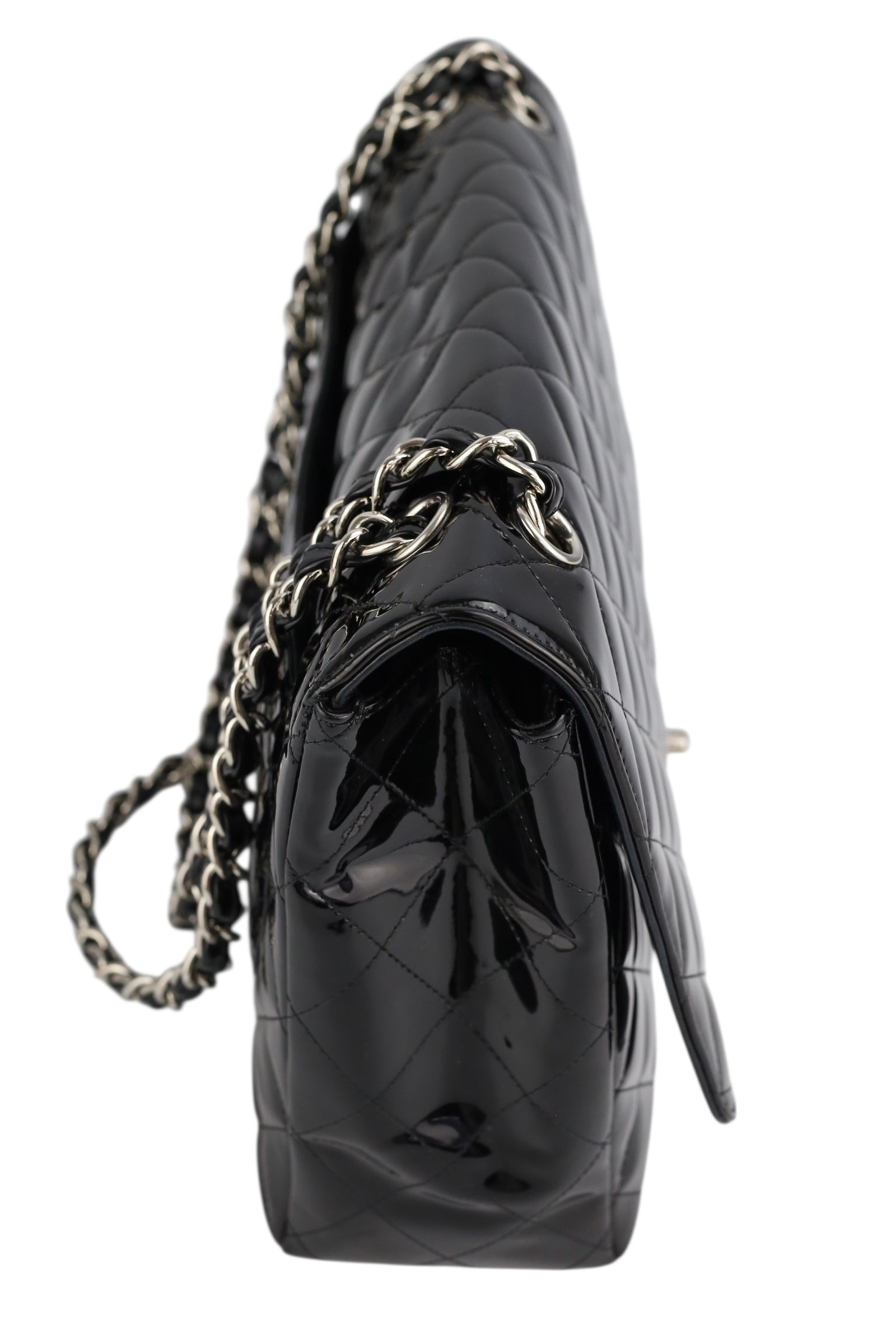Chanel Black Patent Maxi Single Flap