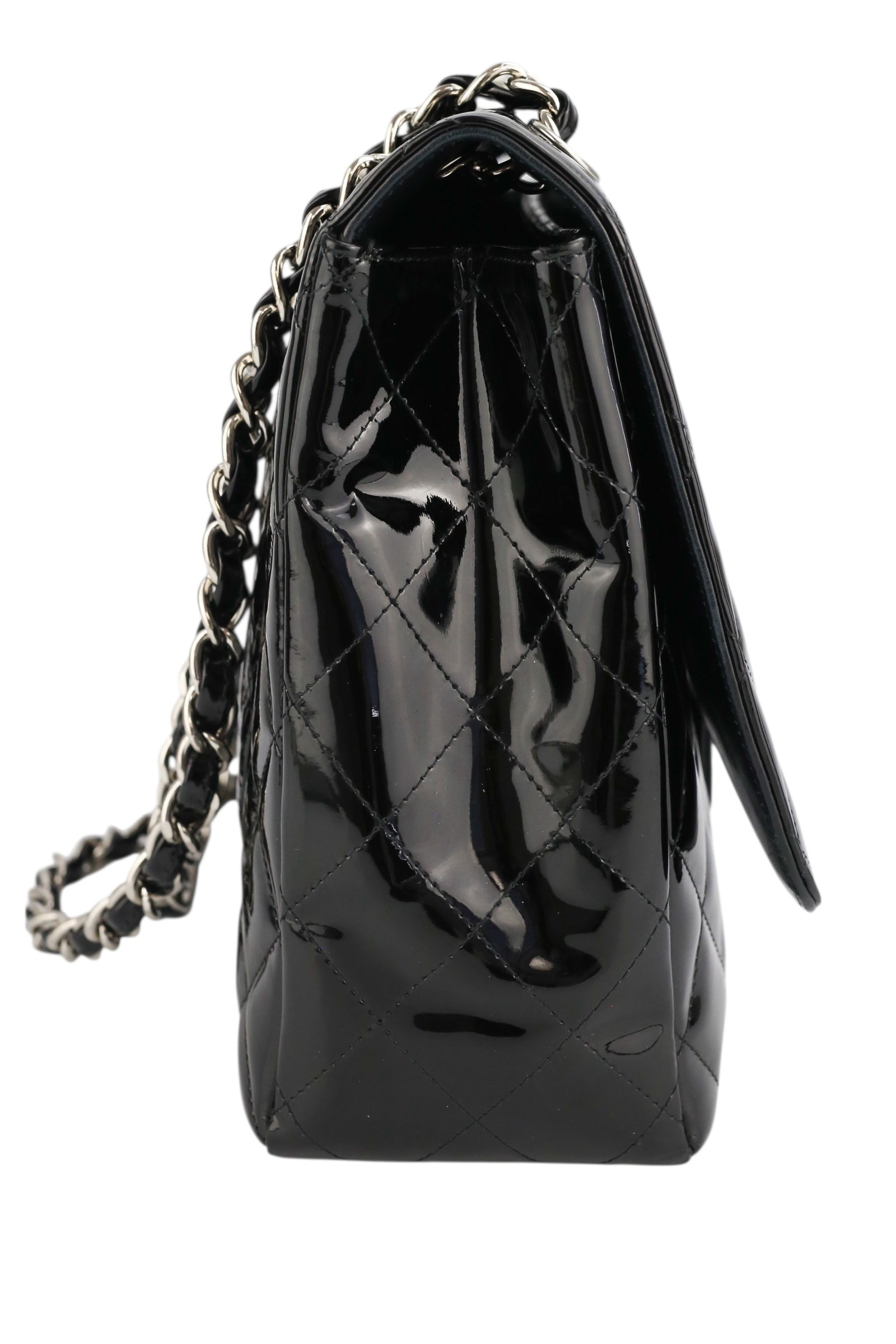 Chanel Black Patent Maxi Single Flap