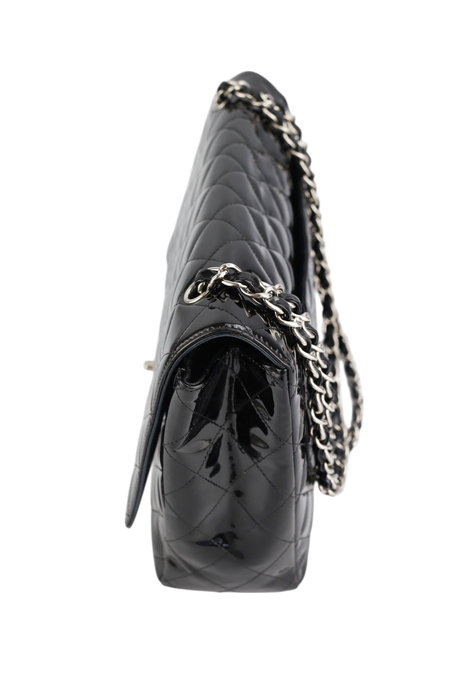 Chanel Black Patent Maxi Single Flap