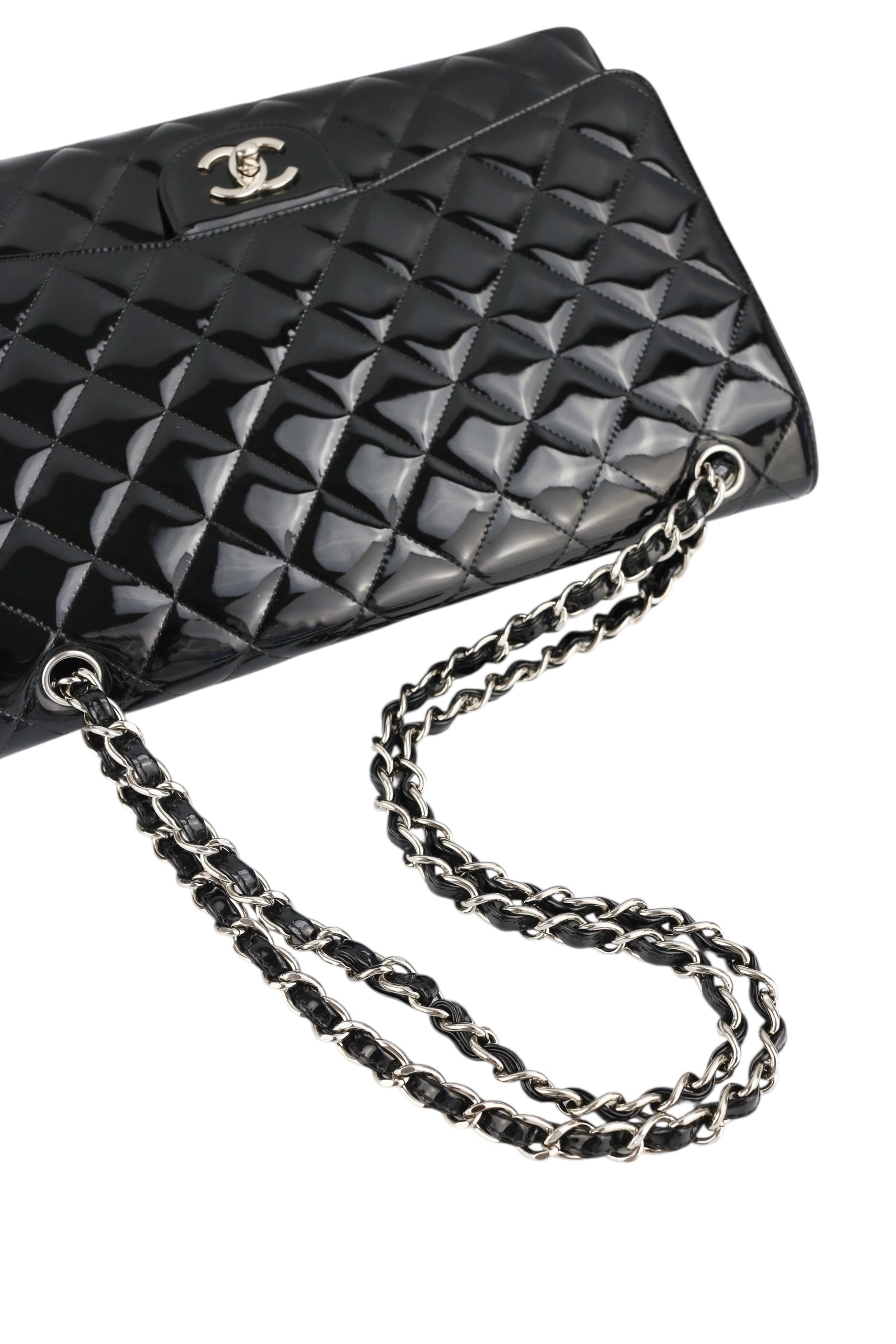 Chanel Black Patent Maxi Single Flap