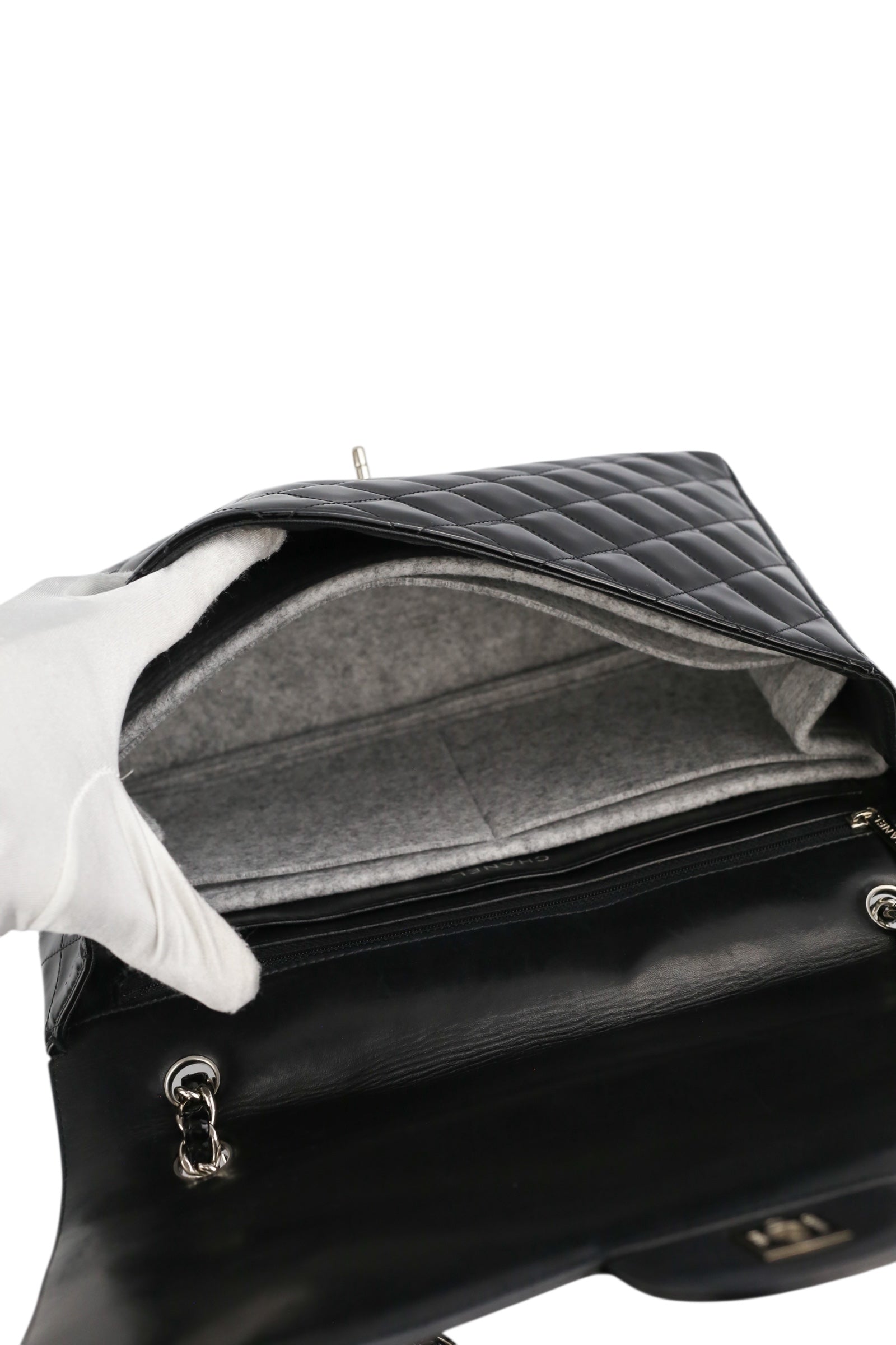 Chanel Black Patent Maxi Single Flap