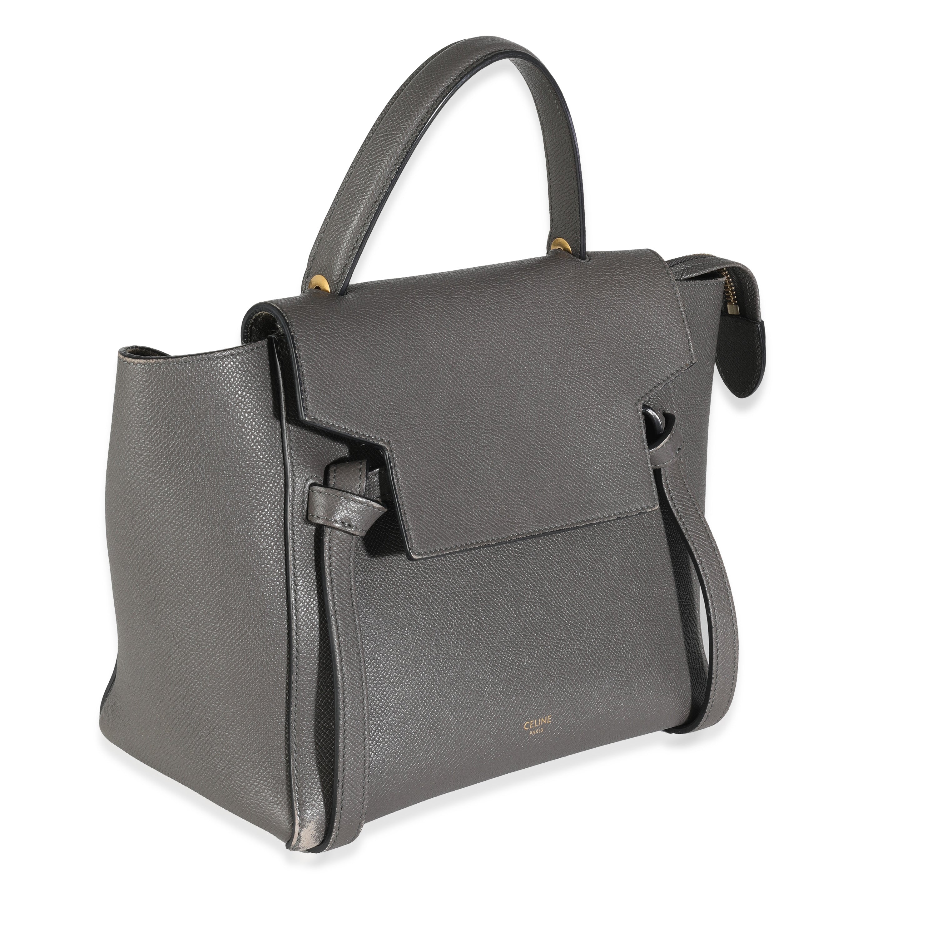 Celine Grey Grained Calfskin Micro Belt Bag Handbag pv