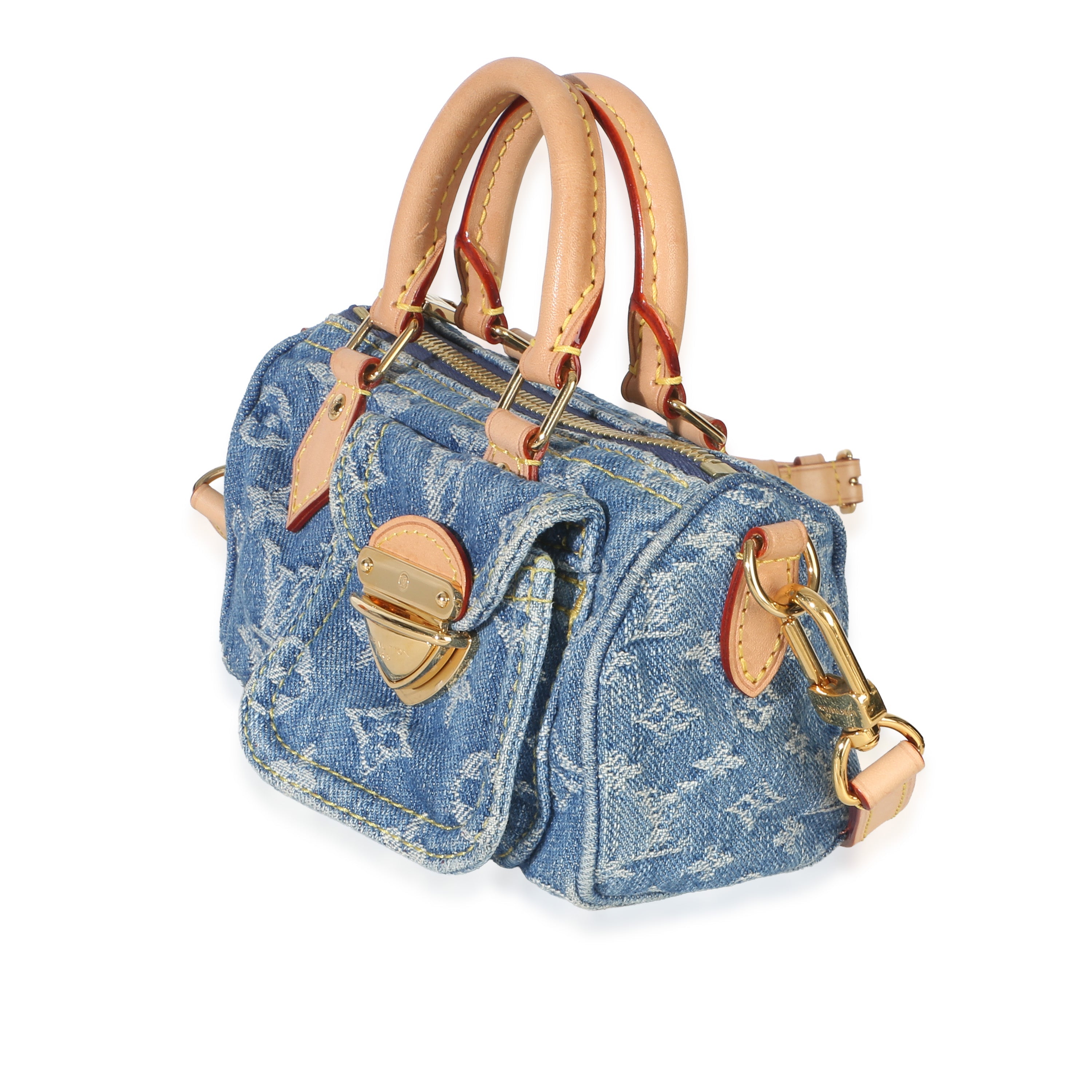 Louis Vuitton Blue Monogram Denim Nano Speedy Handbag sv