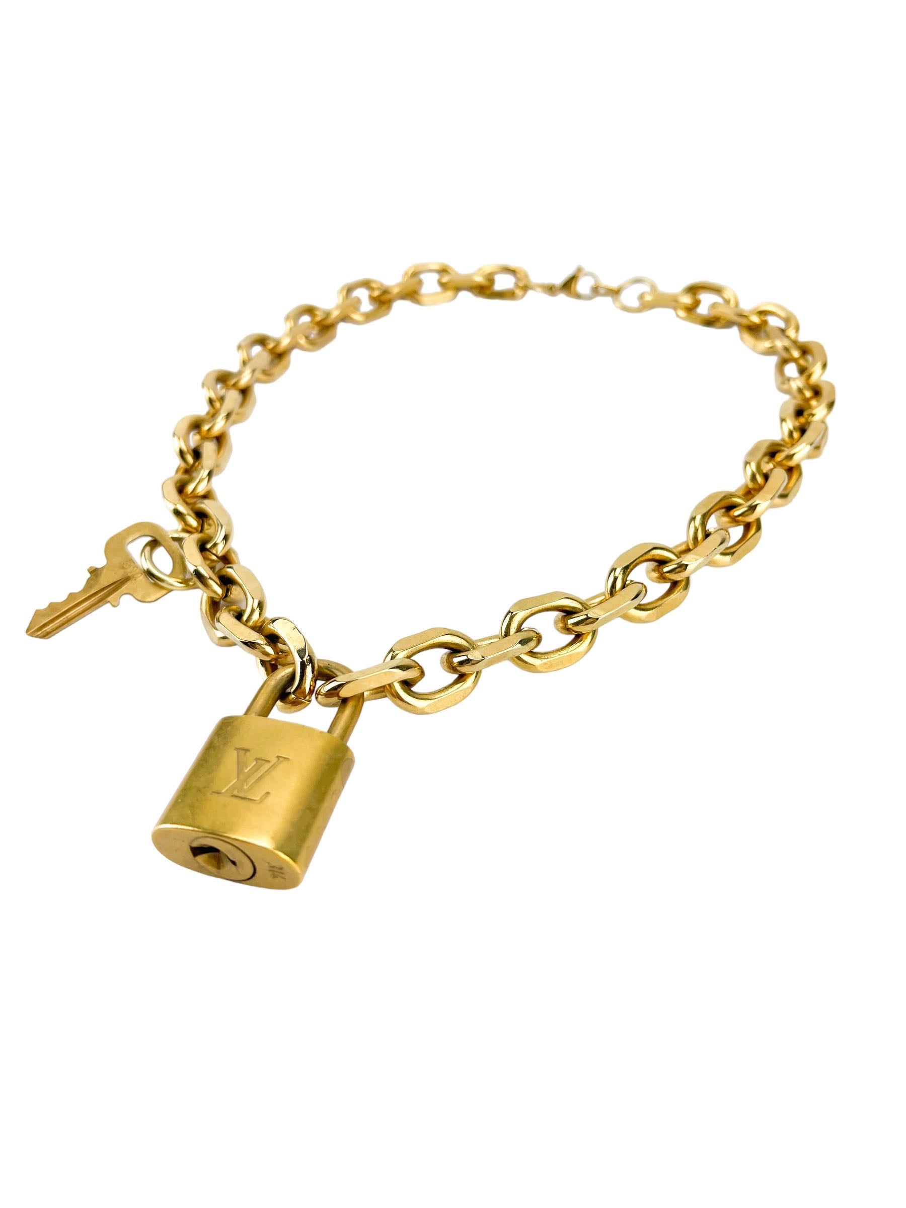 Louis Vuitton Upcycled Padlock Necklace and Key (Non Brand Chain)