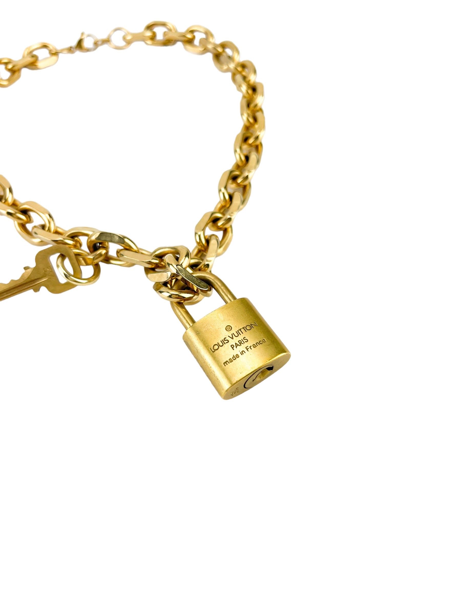Louis Vuitton Upcycled Padlock Necklace and Key (Non Brand Chain)