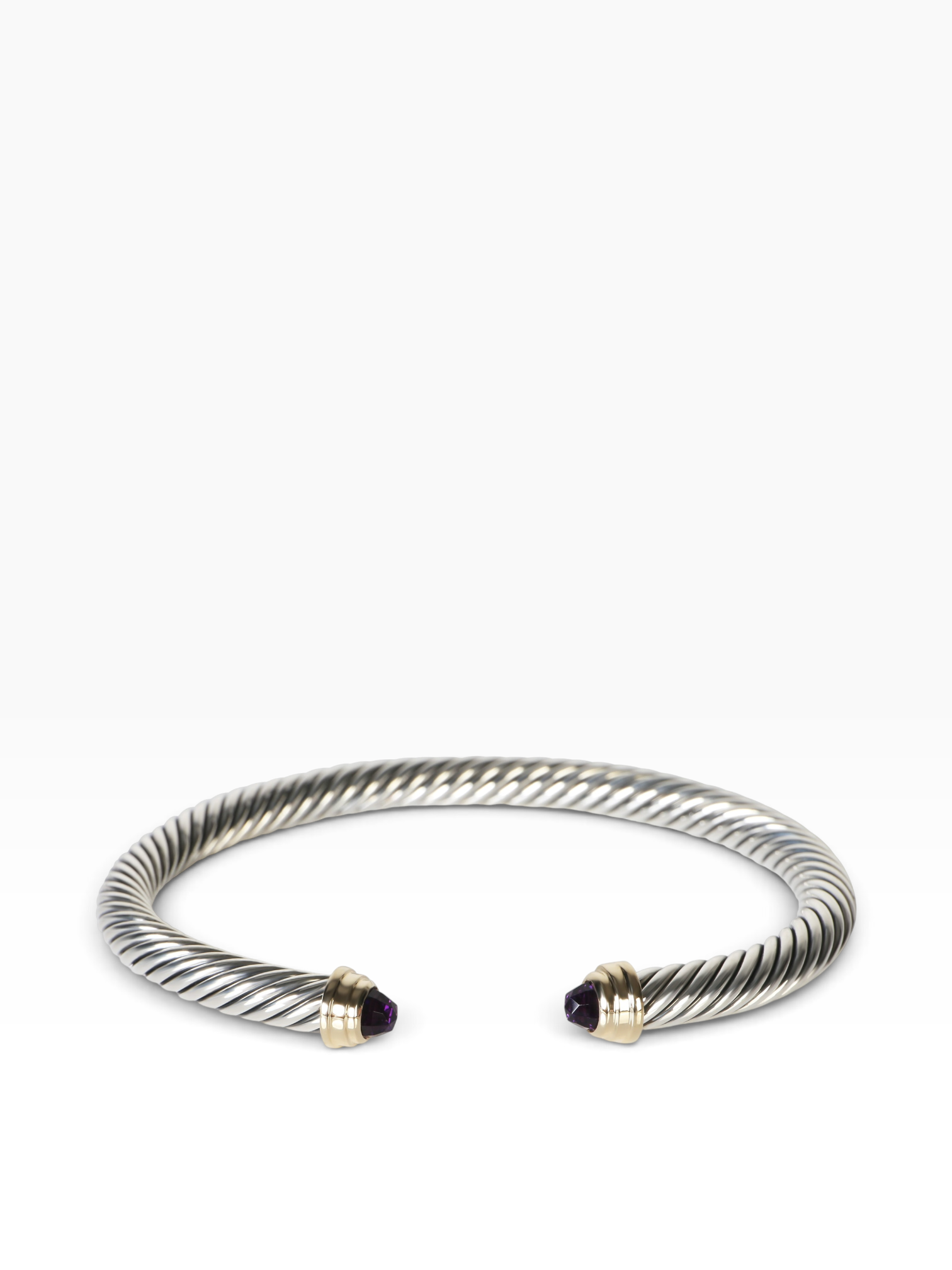 David Yurman Yellow Gold & Sterling Silver Amethyst Cable Bracelet