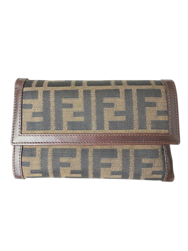 Fendi Brown Zucca Tri-Fold Wallet (Full Set)