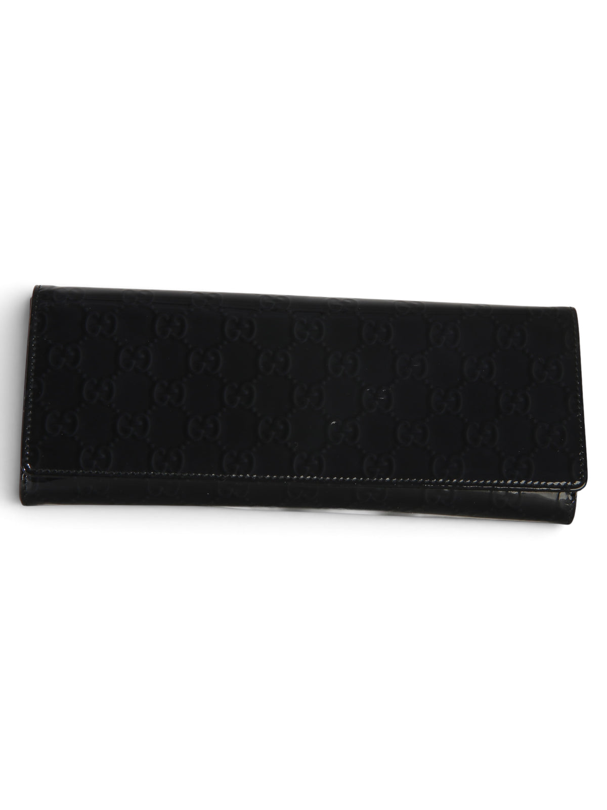 Gucci Black Microguccissima Patent Broadway Clutch