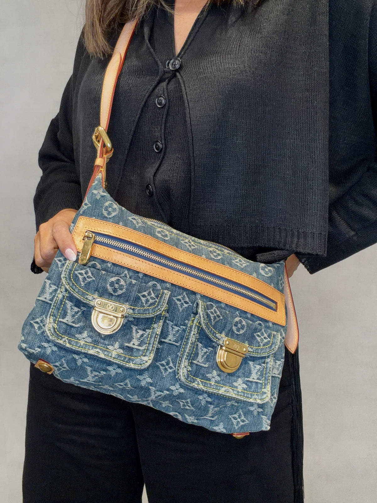Louis Vuitton Monogram Denim Baggy PM 2Way Bag Shoulder Bag