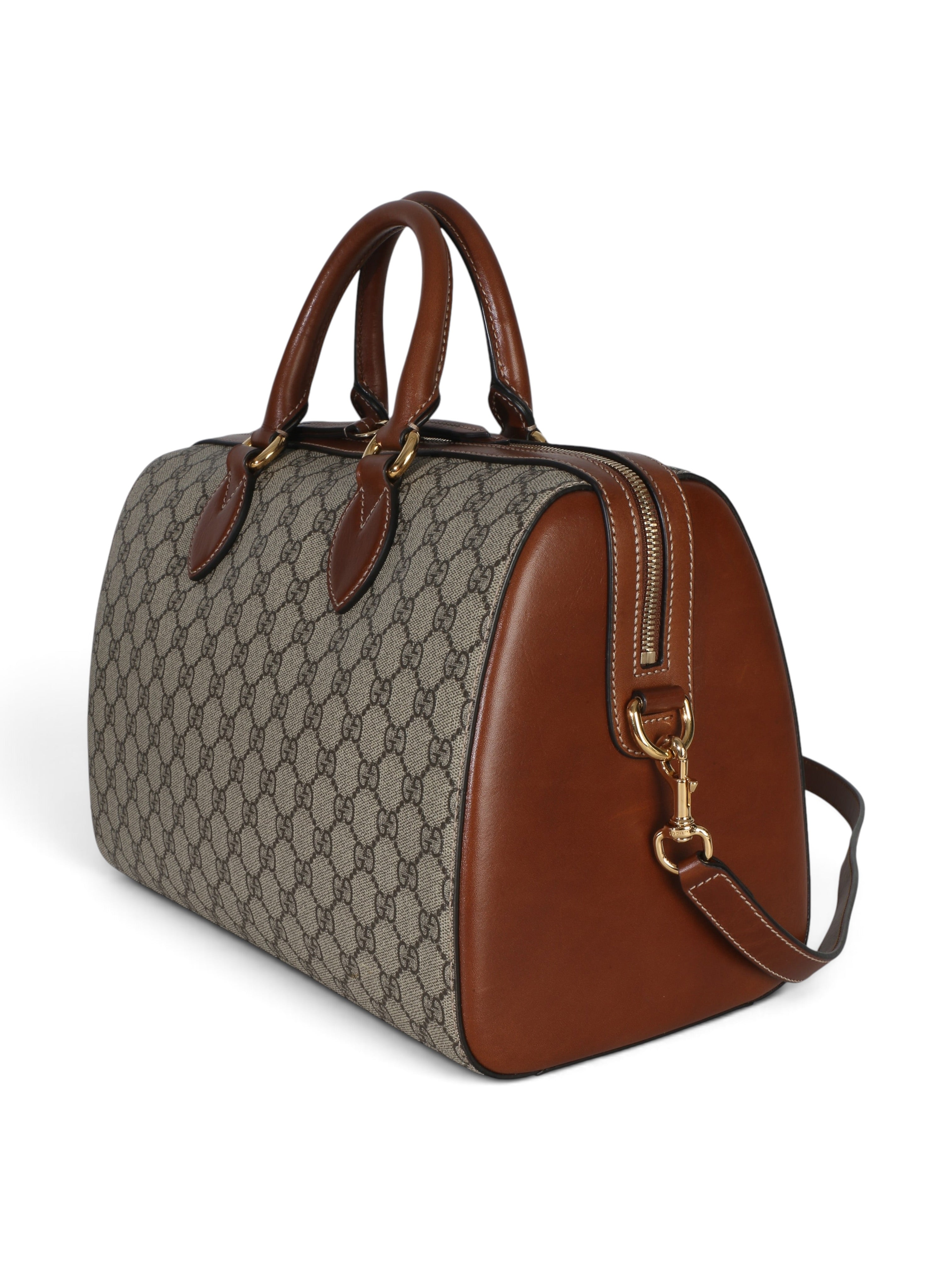 Gucci Supreme Brown Monogram Large Boston Bag