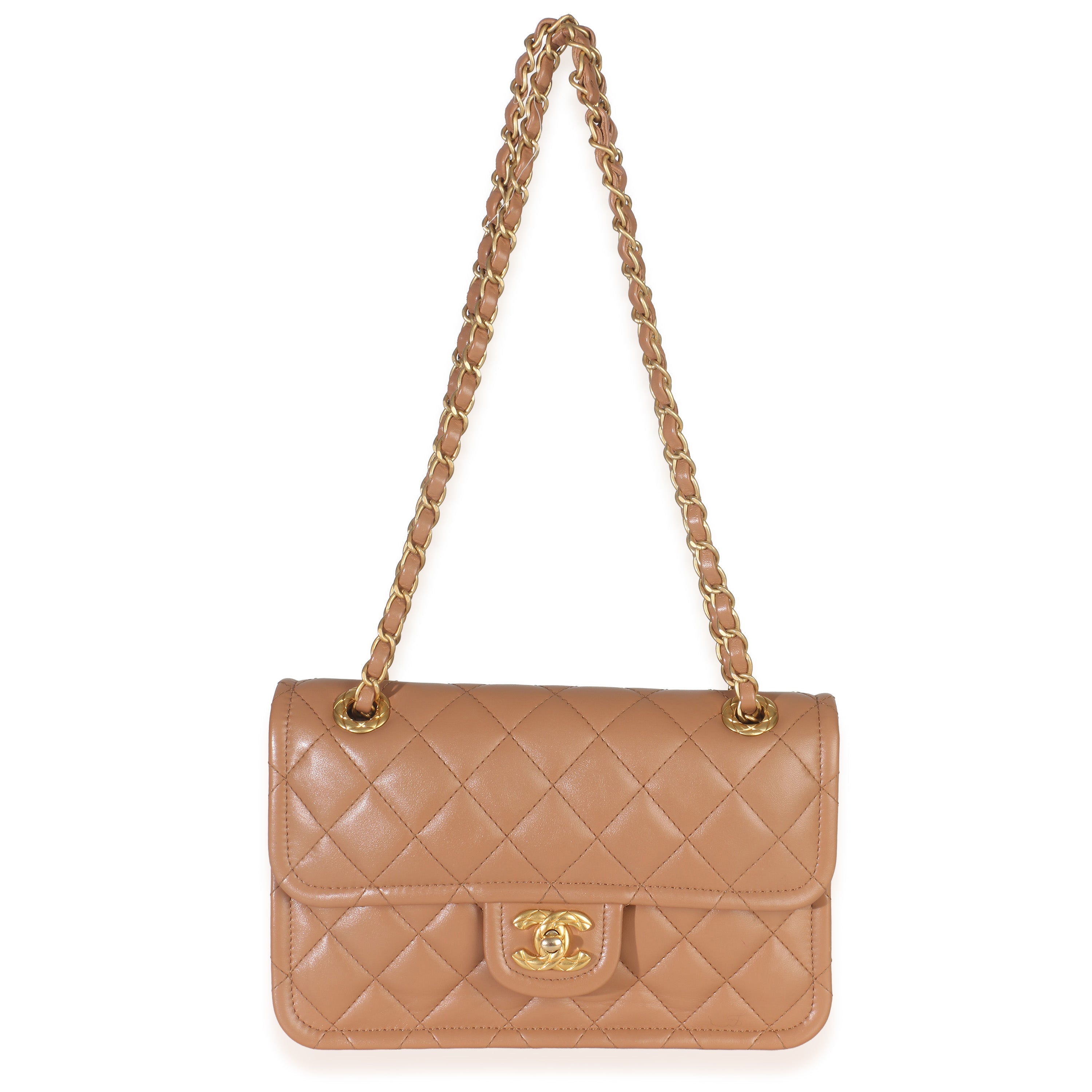 Chanel Tan Quilted Calfskin CC Flap Bag Handbag av