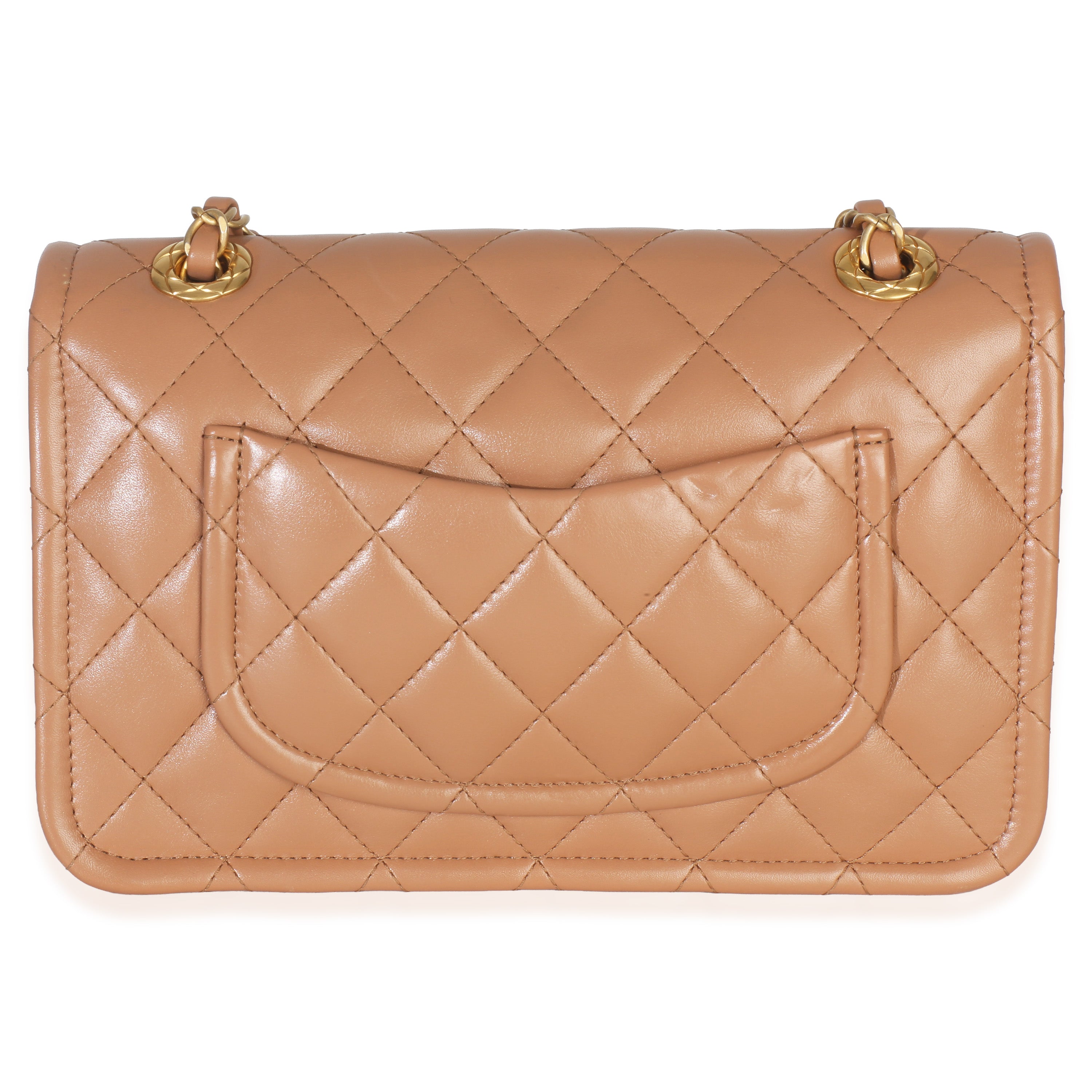 Chanel Tan Quilted Calfskin CC Flap Bag Handbag bv