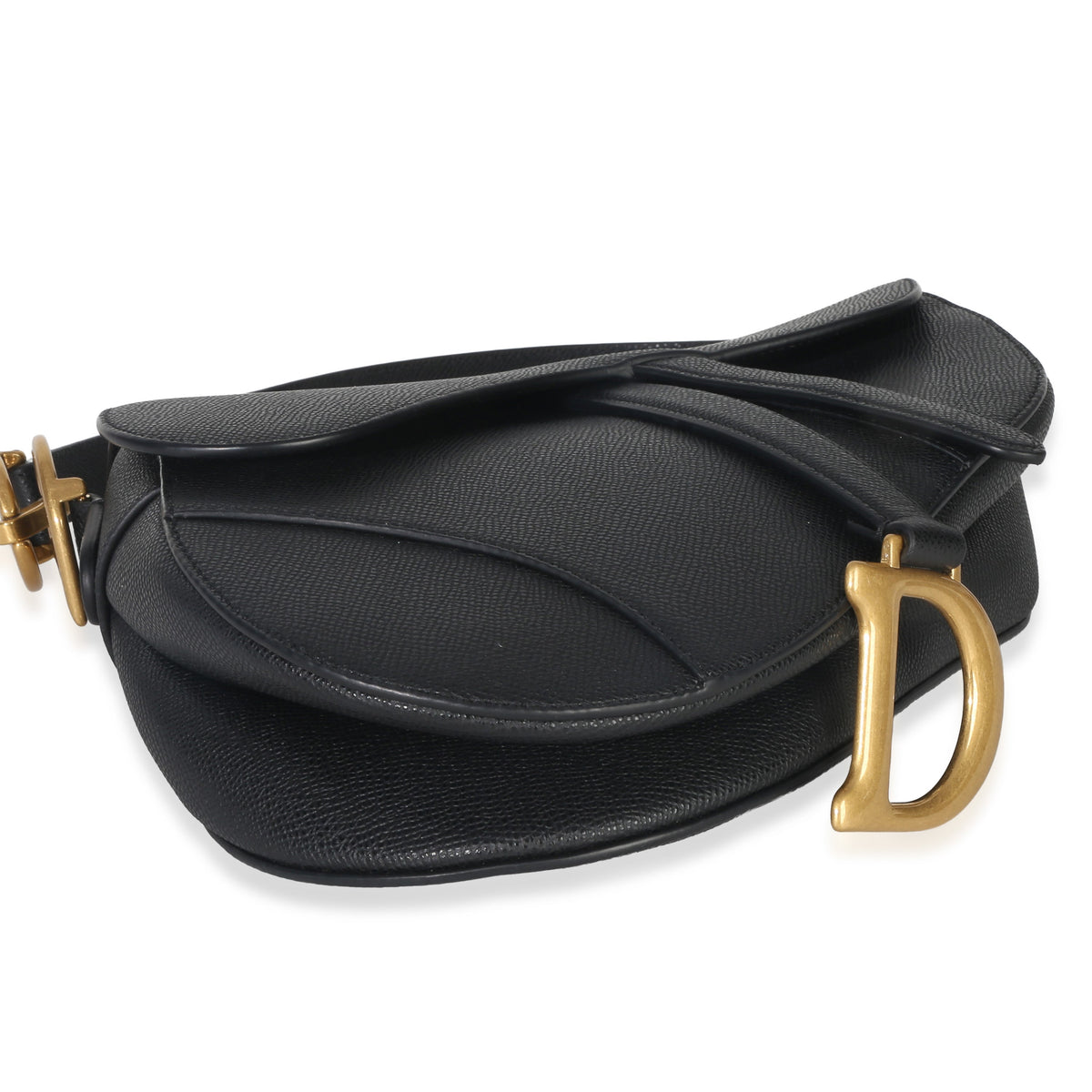 Christian Dior Black Grained Calfskin Medium Saddle Bag Handbag ad1