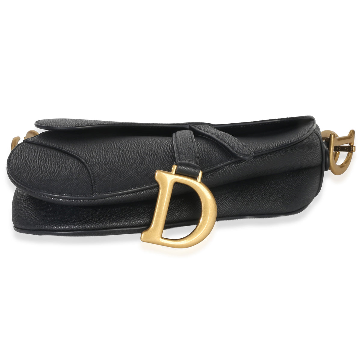 Christian Dior Black Grained Calfskin Medium Saddle Bag Handbag box