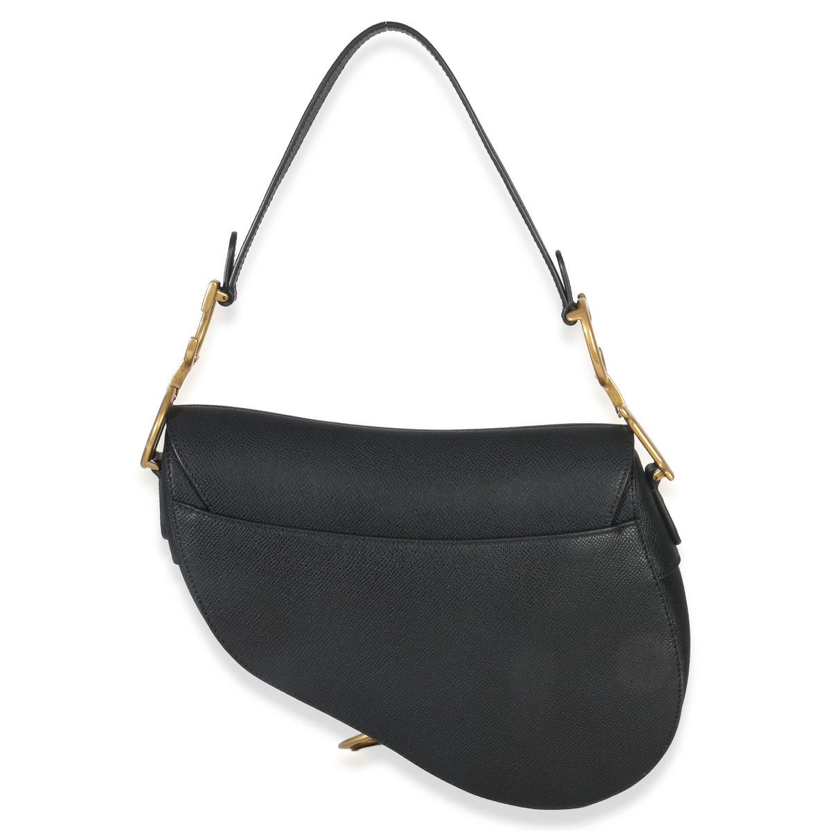 Christian Dior Black Grained Calfskin Medium Saddle Bag Handbag clasp