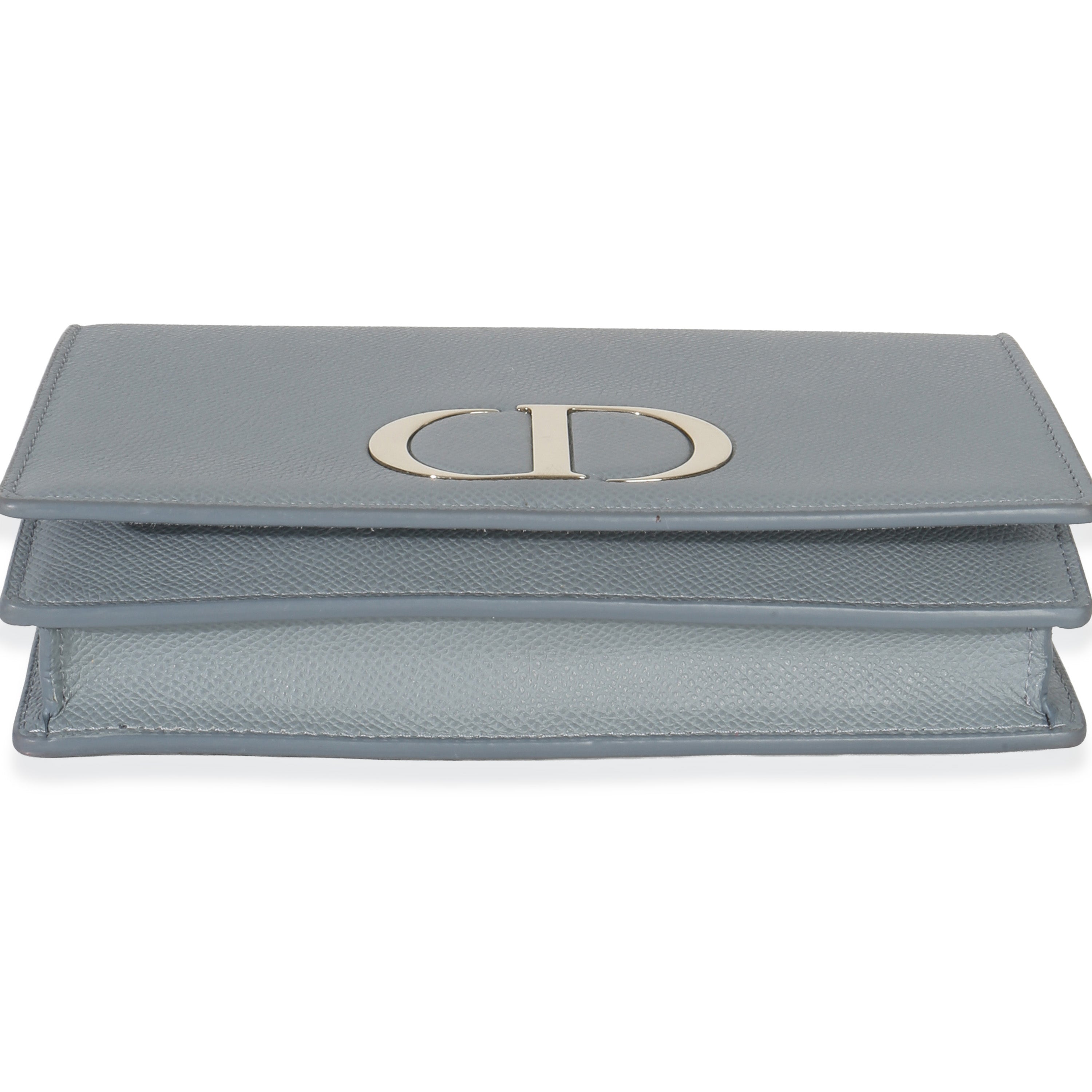 Christian Dior Blue Grained Calfskin 30 Montaigne 2 in 1 Pouch Handbag stamp
