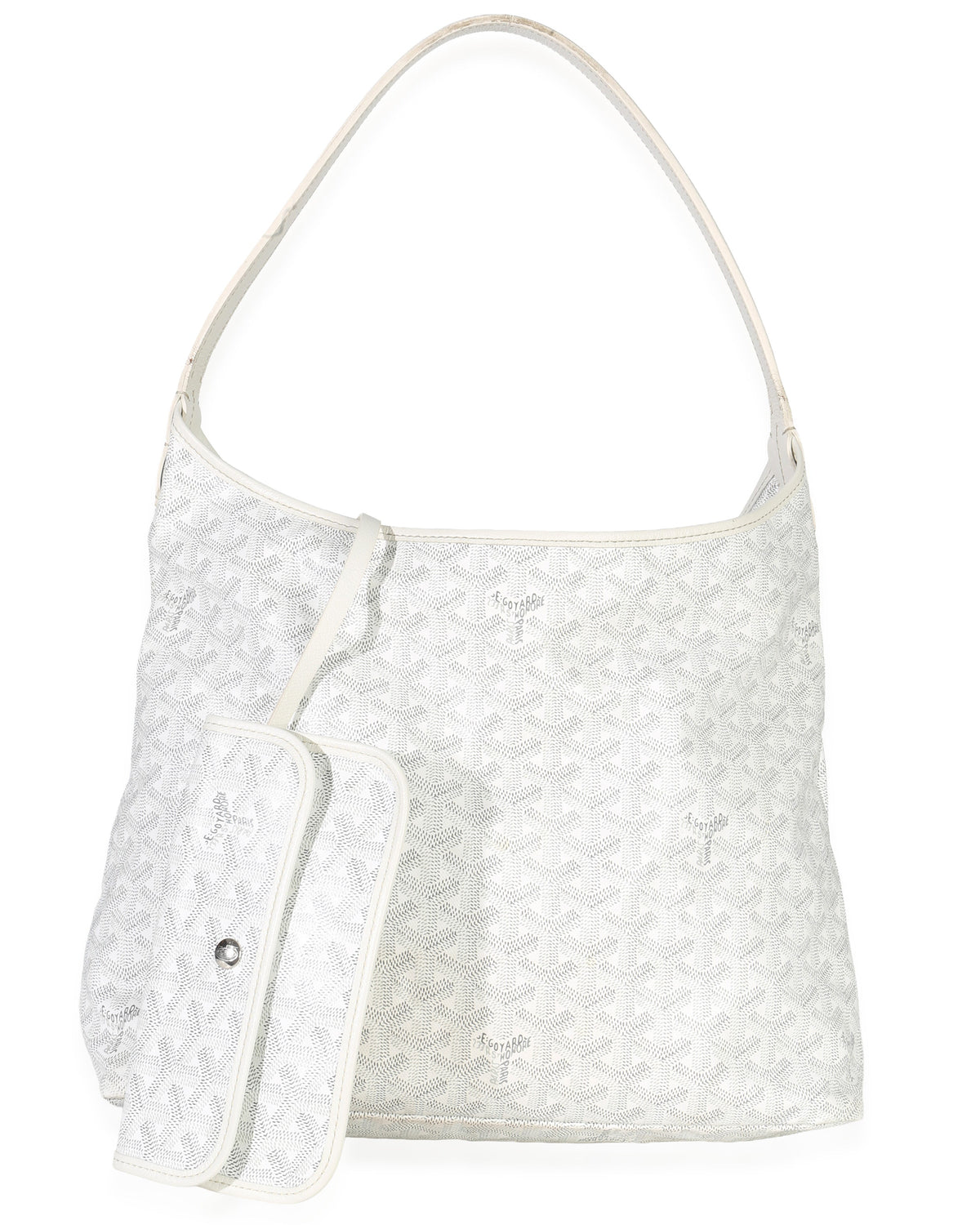 Goyard White ine Canvas Boheme Hobo Handbag fv