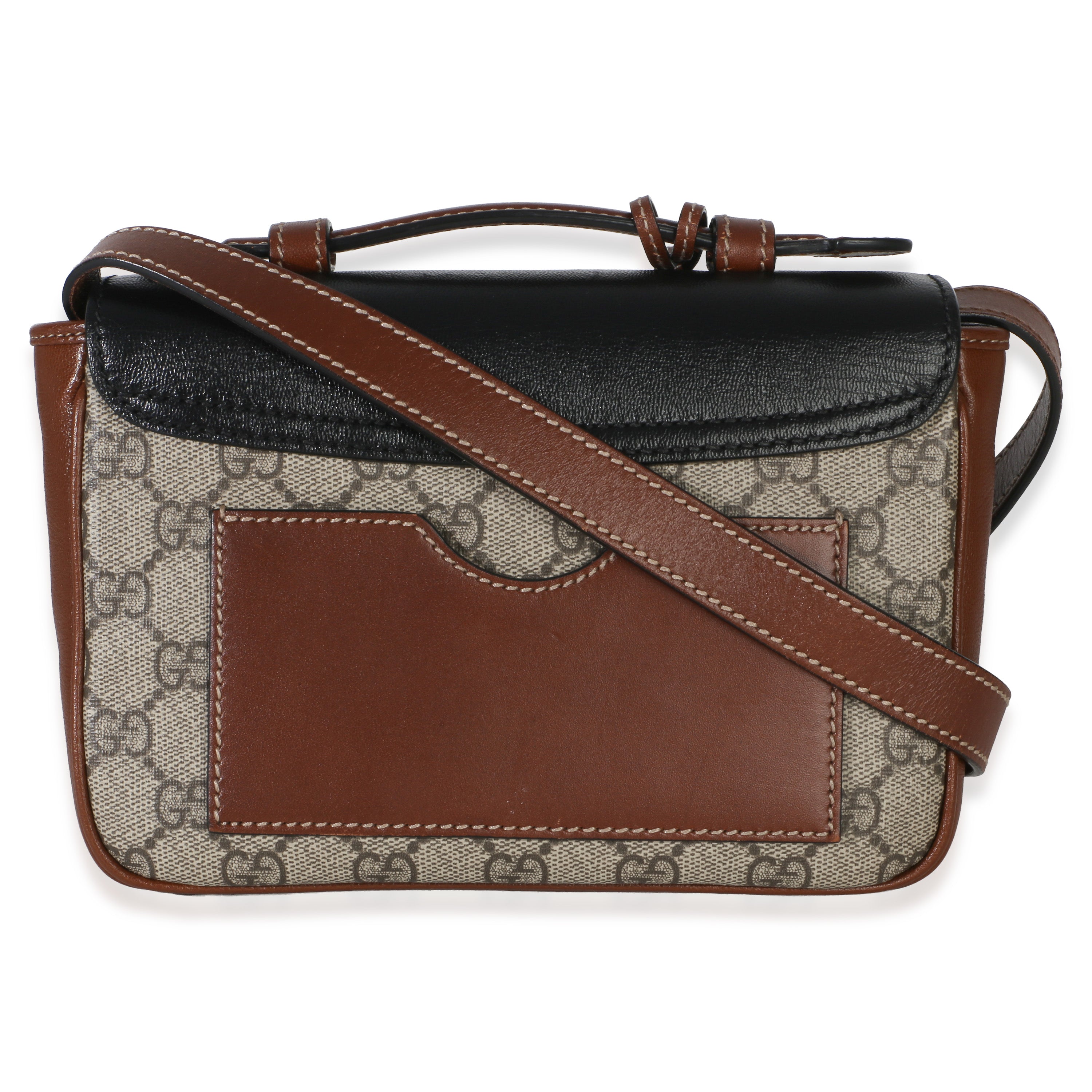 Gucci Black Ebony GG Supreme Monogram Calfskin New Sakai Mini Padlock Bag Handbag bv