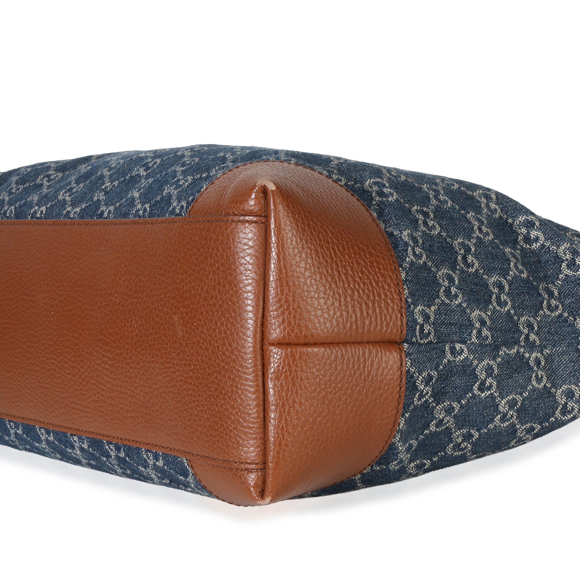 Gucci Blue New Denim GG Monogram Dollar Calfskin Medium Ophidia Shopping Tote Handbag box