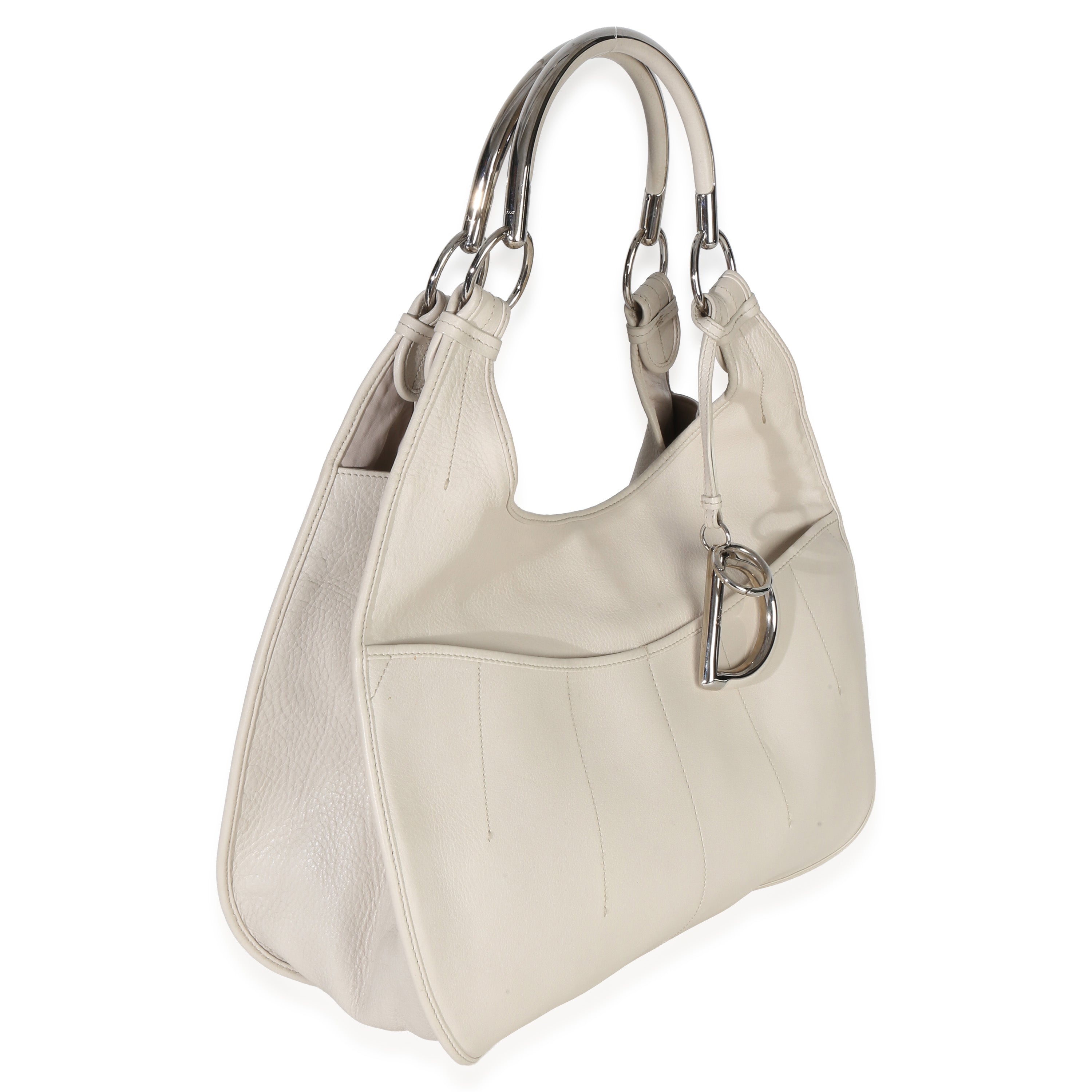 Christian Dior Vintage Cream Calfskin Brandy 61 Hobo Handbag pv
