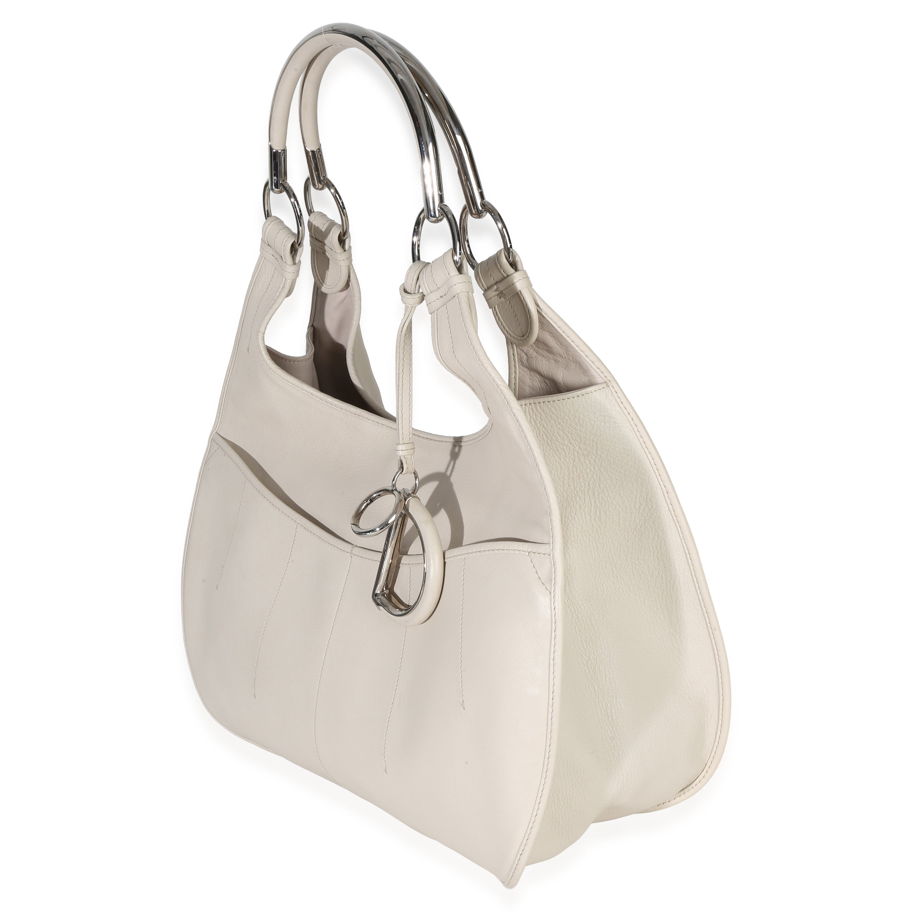 Christian Dior Vintage Cream Calfskin Brandy 61 Hobo Handbag sv