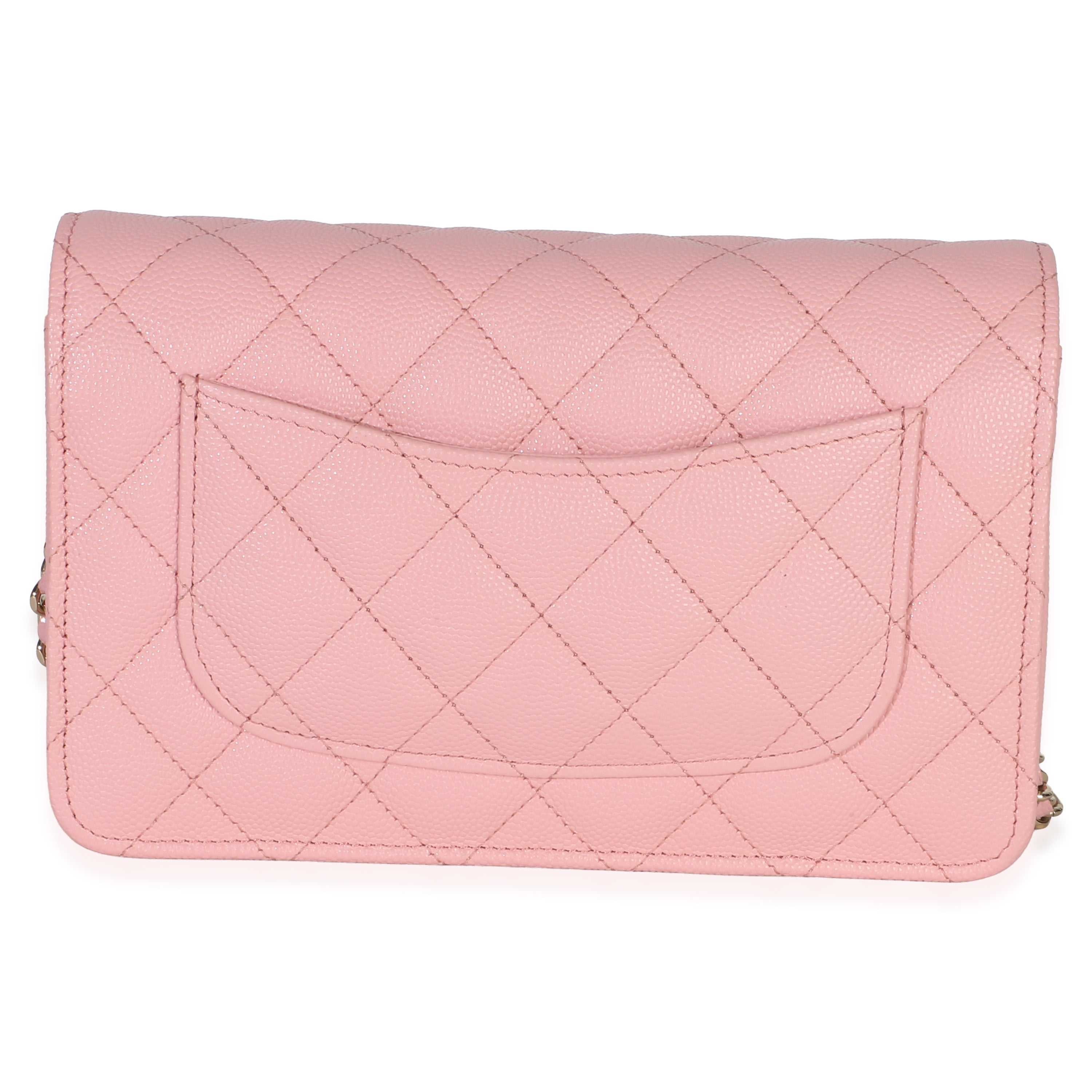Chanel Pink Quilted Caviar Wallet On Chain Handbag bv