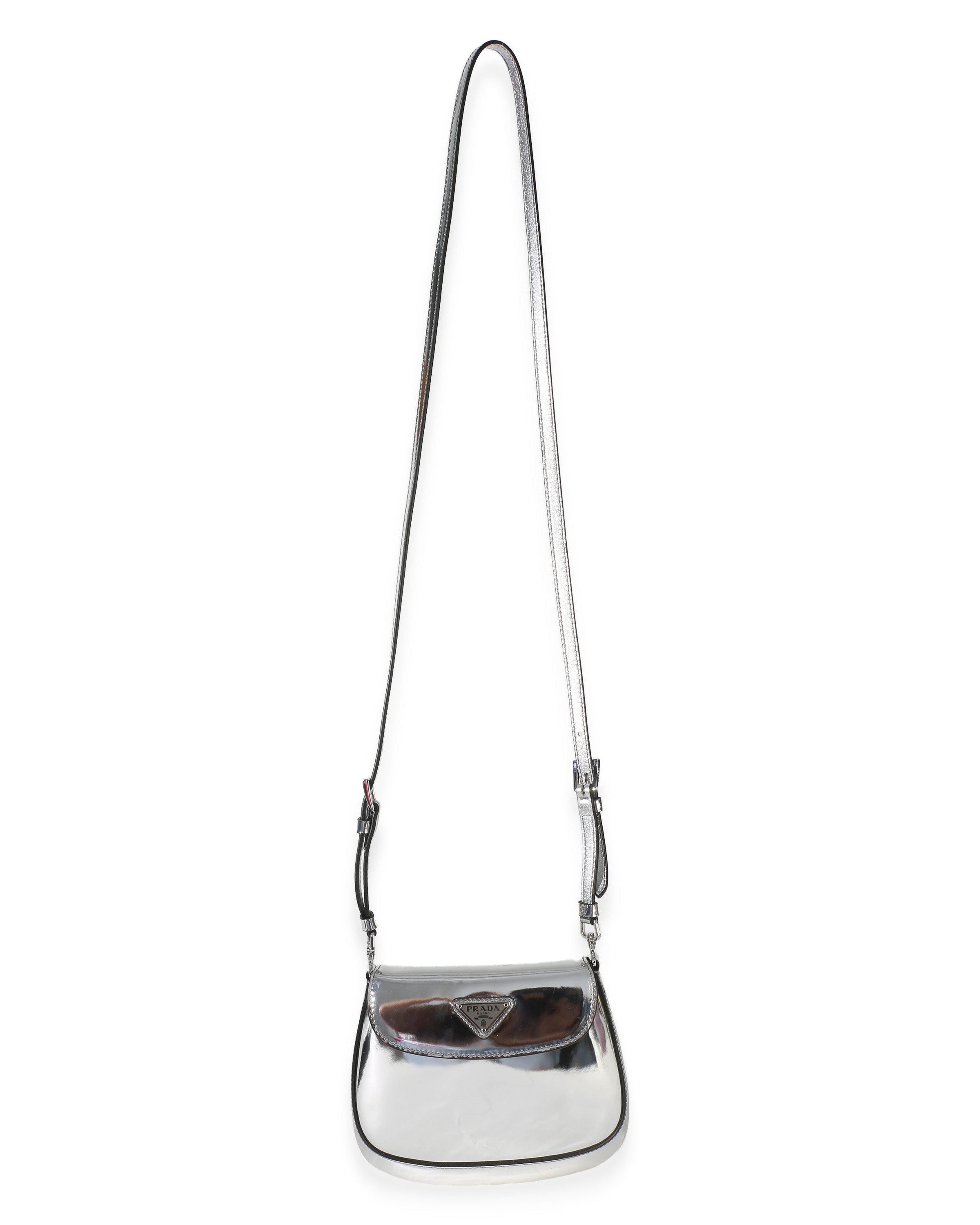 Prada Argento Spazzolato Mini Cleo Flap Bag Handbag 8
