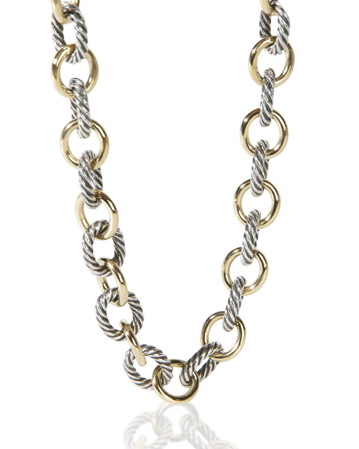 David Yurman 1/4 18K Yellow Gold & Sterling Silver Oval Link Necklace 2