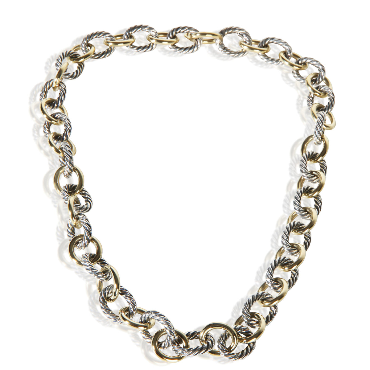 David Yurman 1/4 18K Yellow Gold & Sterling Silver Oval Link Necklace pv