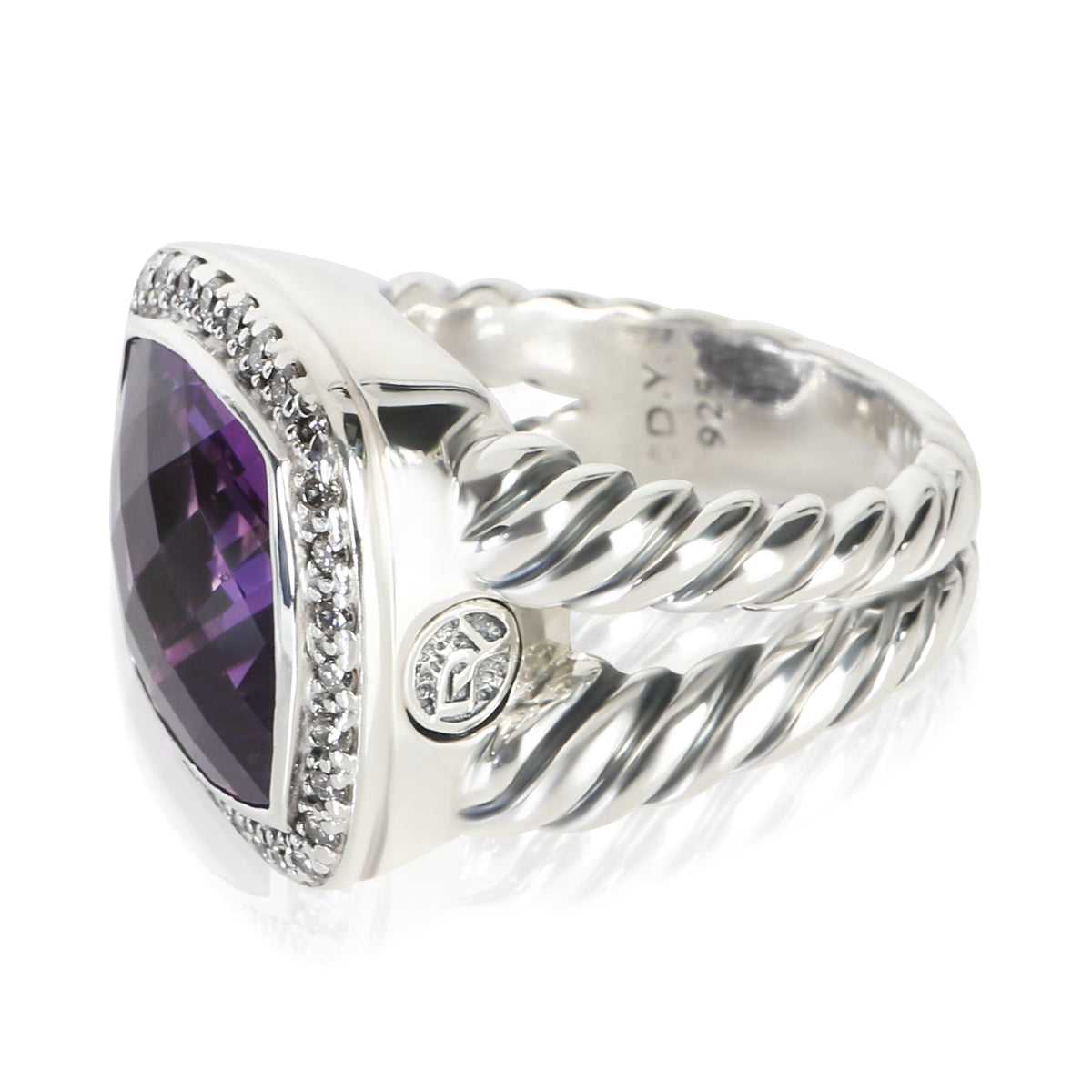 David Yurman Sterling Silver Amethyst and Diamond Albion Ring 4