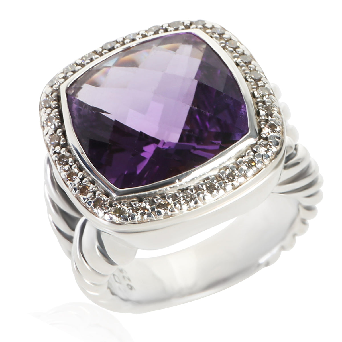 David Yurman Sterling Silver Amethyst and Diamond Albion Ring 5