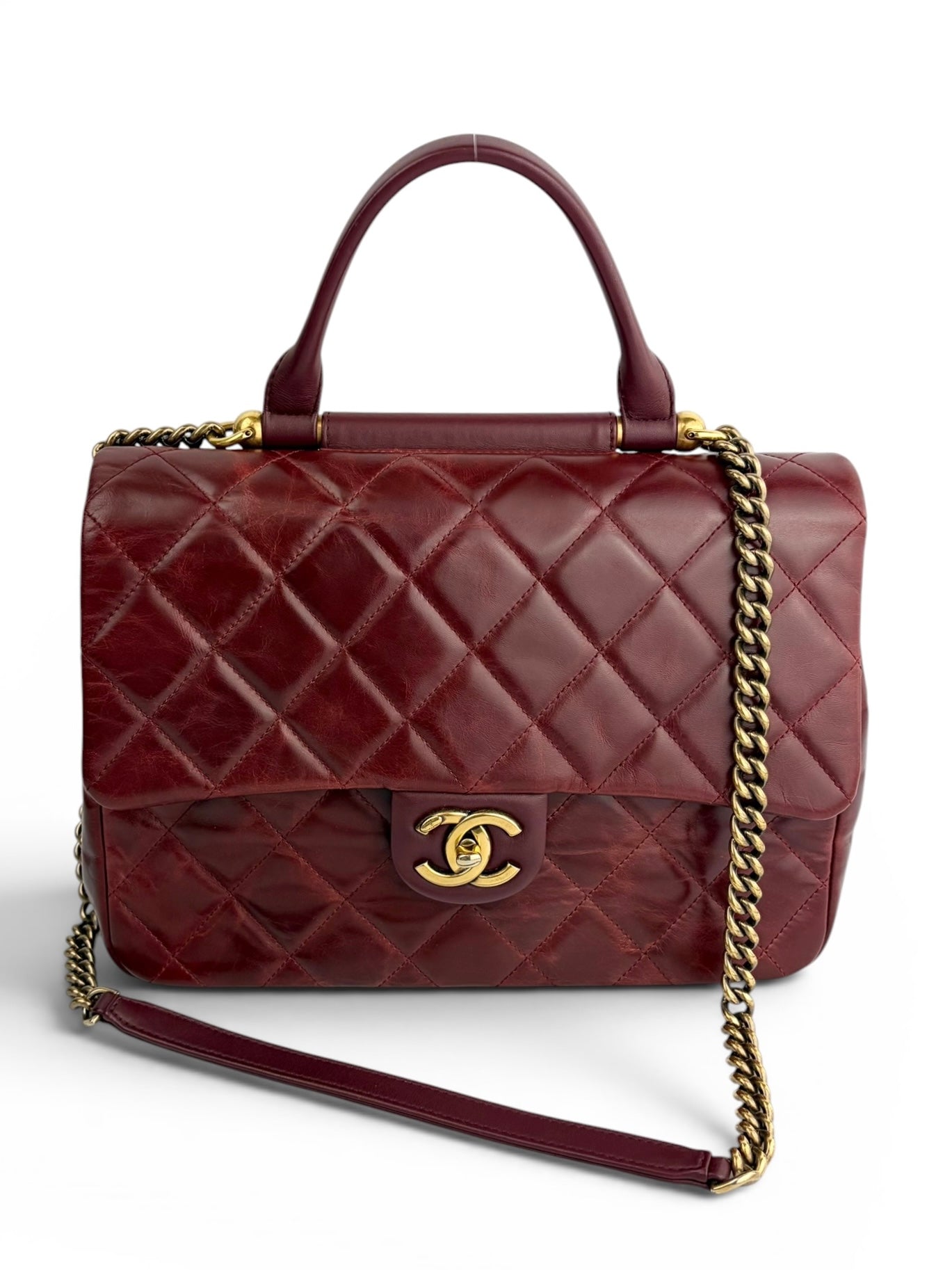 Chanel Burgundy Top Handle