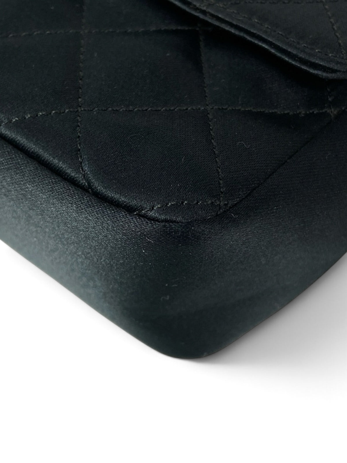 Chanel 24k Vintage Black Satin Mini Flap Bag