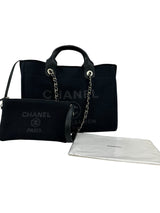 Chanel Black Denim Deauville Small Tote